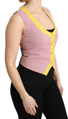 Dolce & Gabbana Pink Sleeveless Waistcoat Vest Cotton Top - IT38|XS - Tank Tops