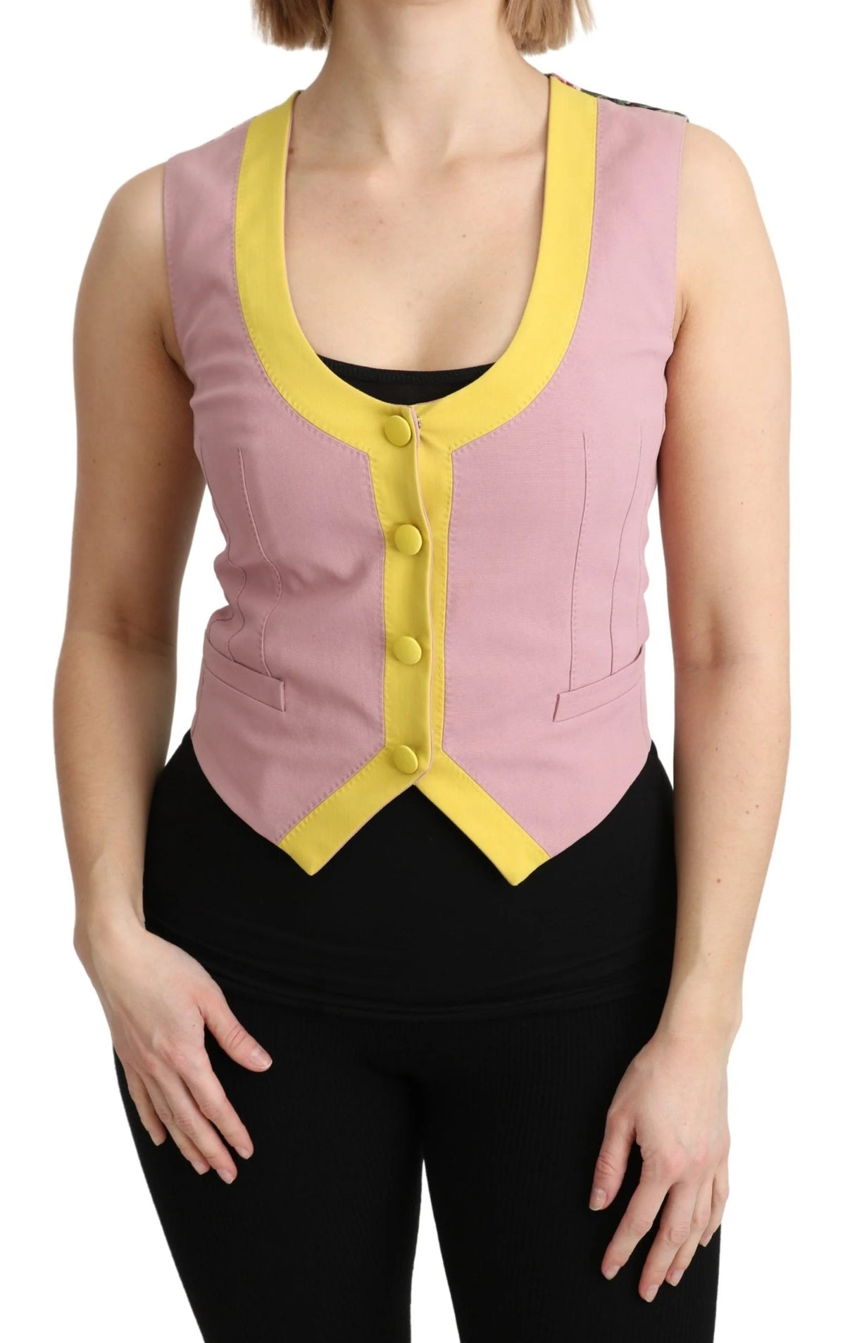 Dolce & Gabbana Pink Sleeveless Waistcoat Vest Cotton Top - IT38|XS - Tank Tops