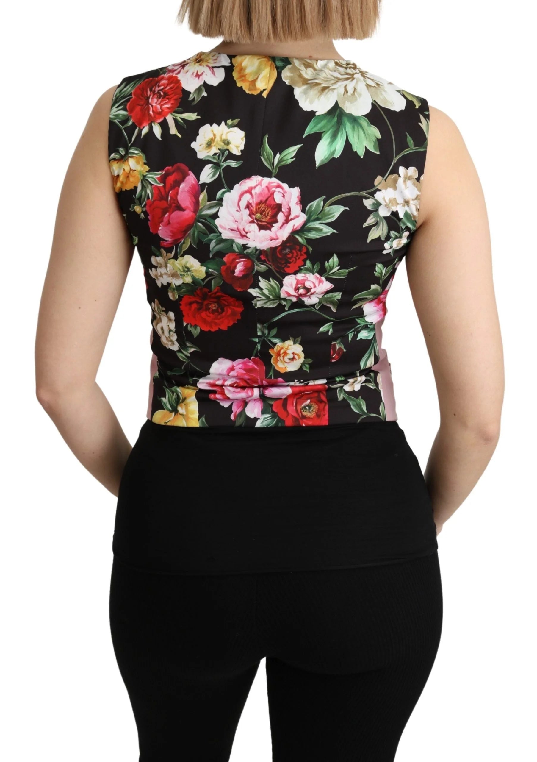 Dolce & Gabbana Pink Sleeveless Waistcoat Vest Cotton Top - IT38|XS - Tank Tops