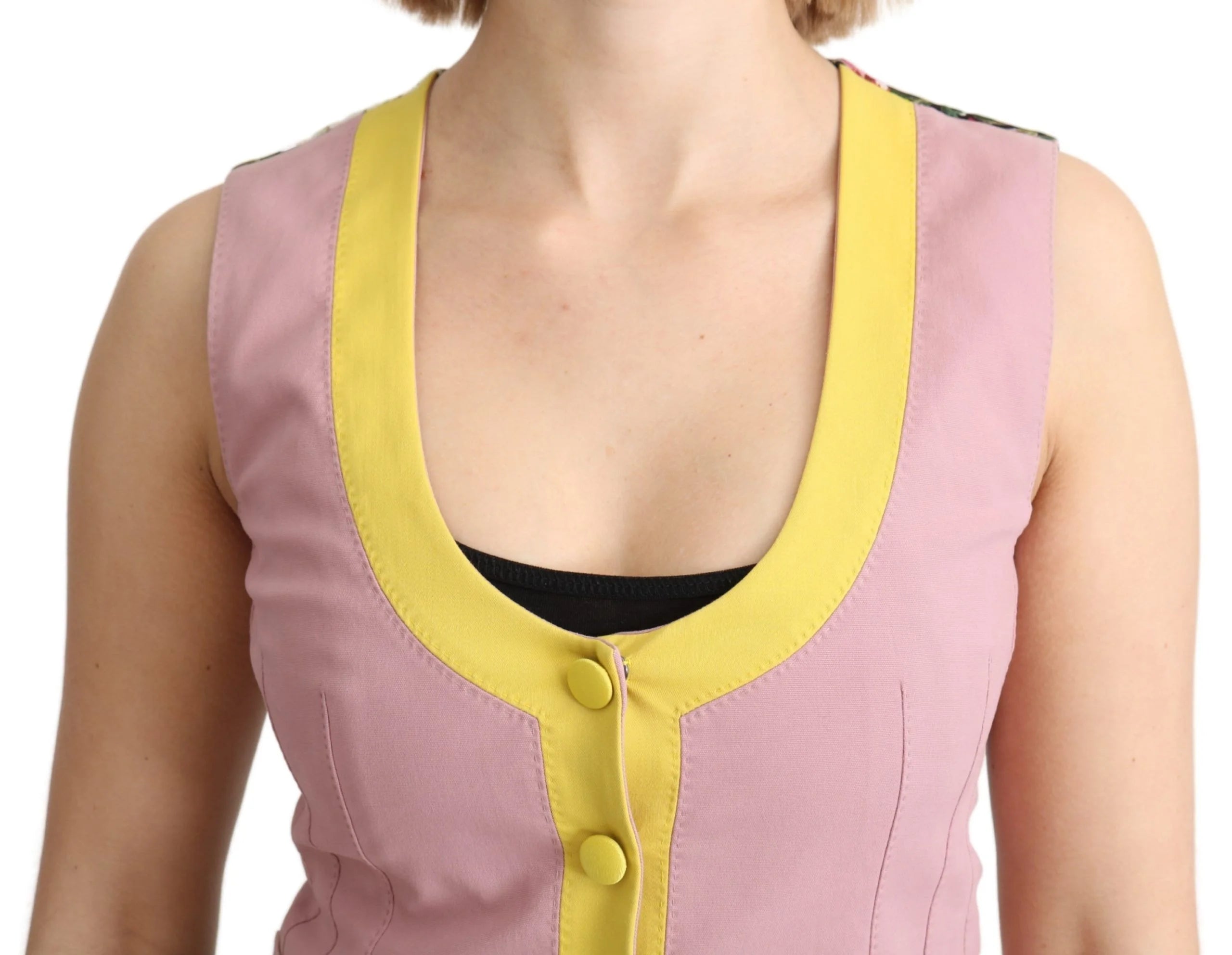 Dolce & Gabbana Pink Sleeveless Waistcoat Vest Cotton Top - IT38|XS - Tank Tops