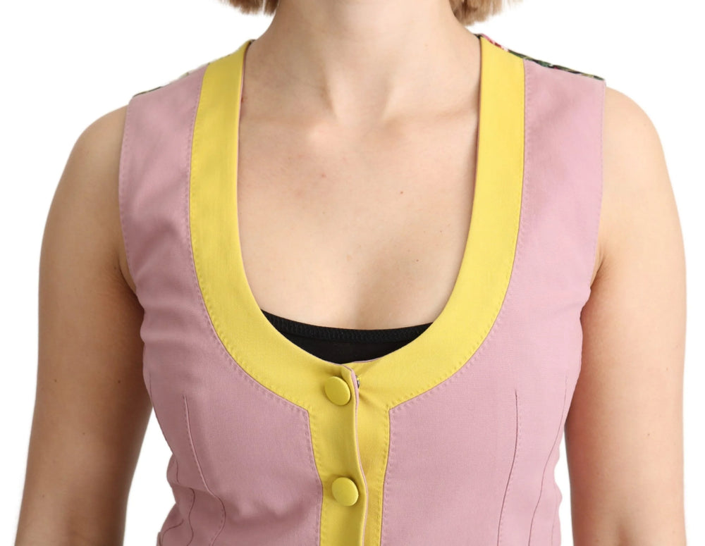 Dolce & Gabbana Pink Sleeveless Waistcoat Vest Cotton Top - IT38|XS - Tank Tops