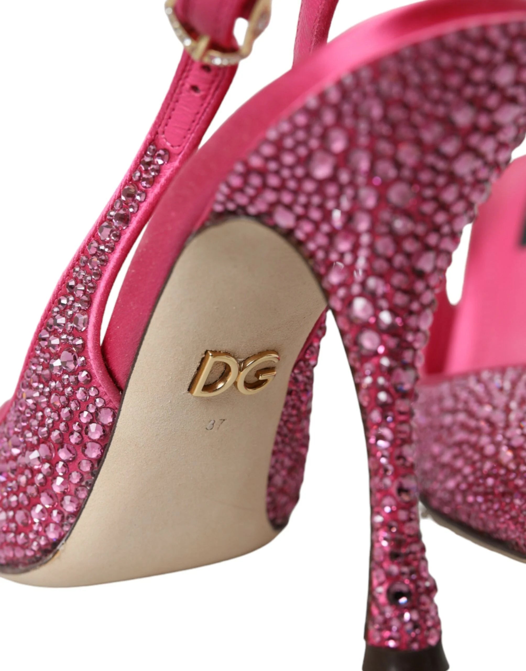 Dolce & Gabbana Pink Slingbacks Crystal Pumps Shoes - Heels