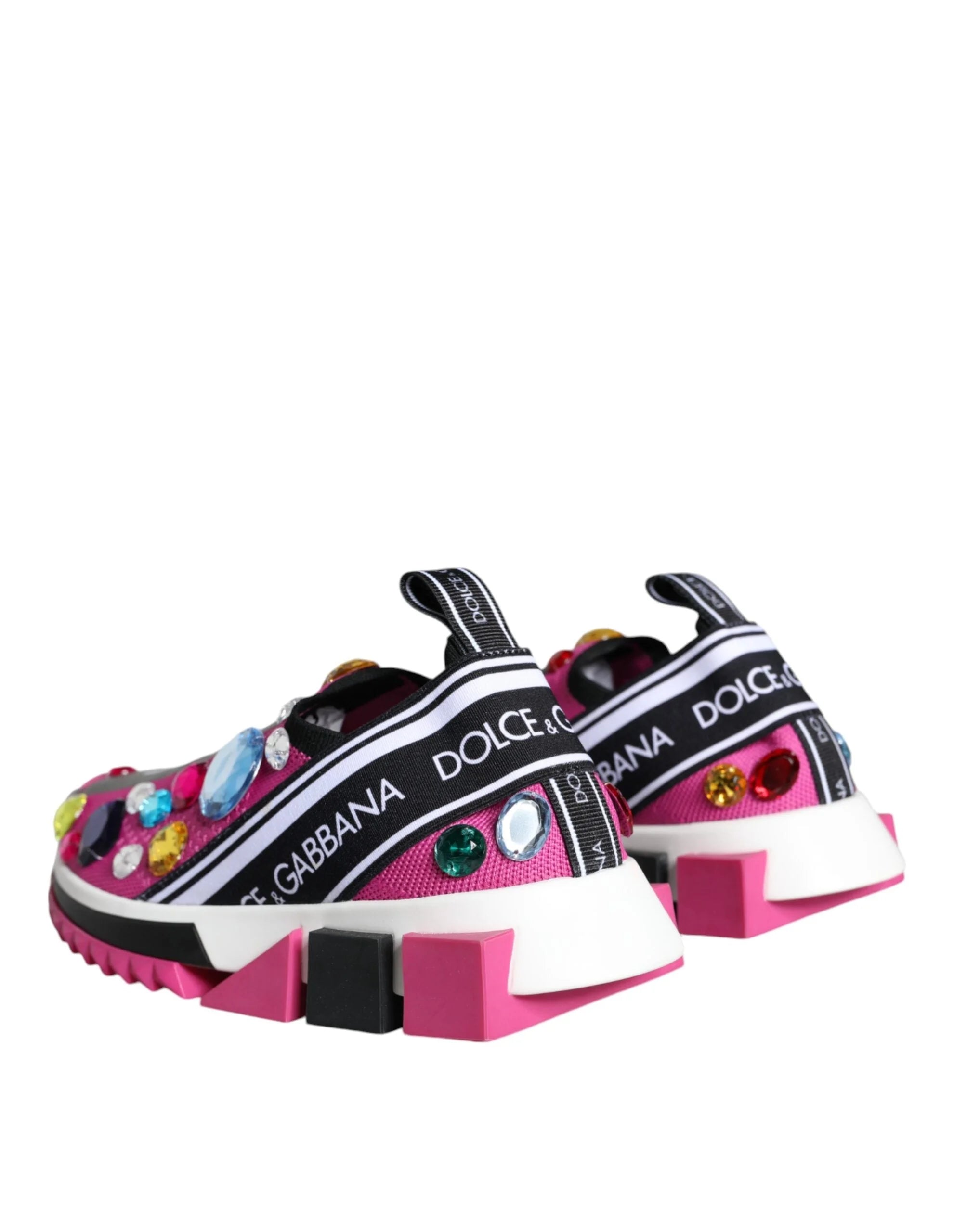 Dolce & Gabbana Pink Sorrento Crystals Low Top Sneakers Shoes - Sneakers