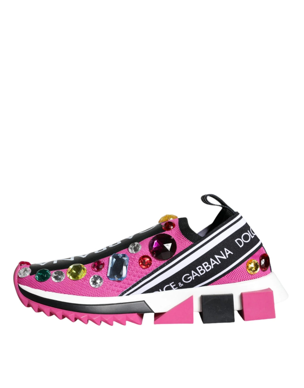 Dolce & Gabbana Pink Sorrento Crystals Low Top Sneakers Shoes - Sneakers