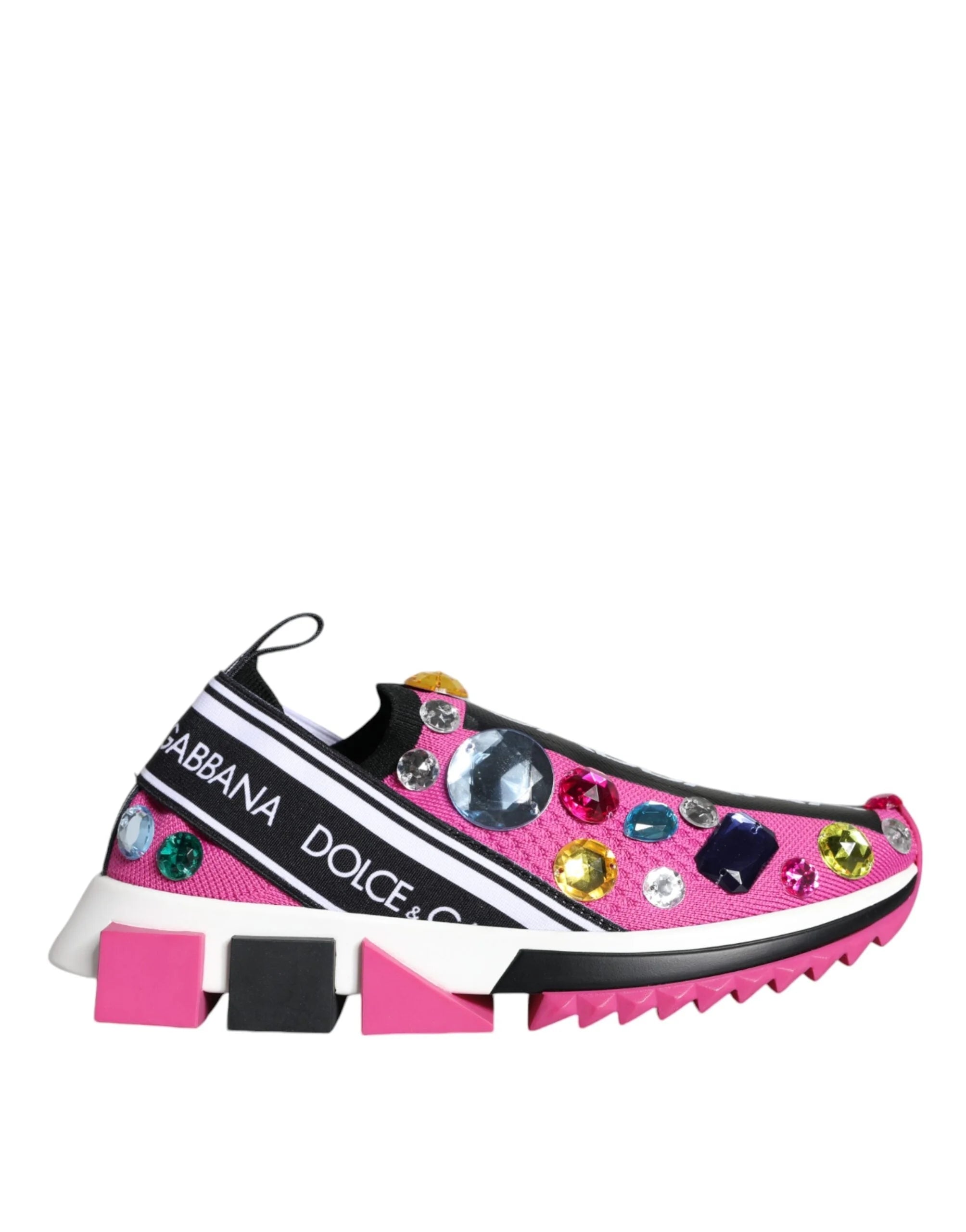 Dolce & Gabbana Pink Sorrento Crystals Low Top Sneakers Shoes - Sneakers