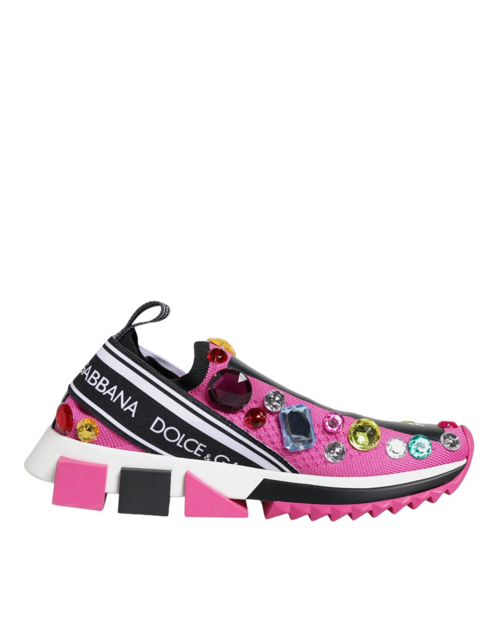 Dolce & Gabbana Pink Sorrento Crystals Low Top Sneakers Shoes - EU37/US7 - Sneakers