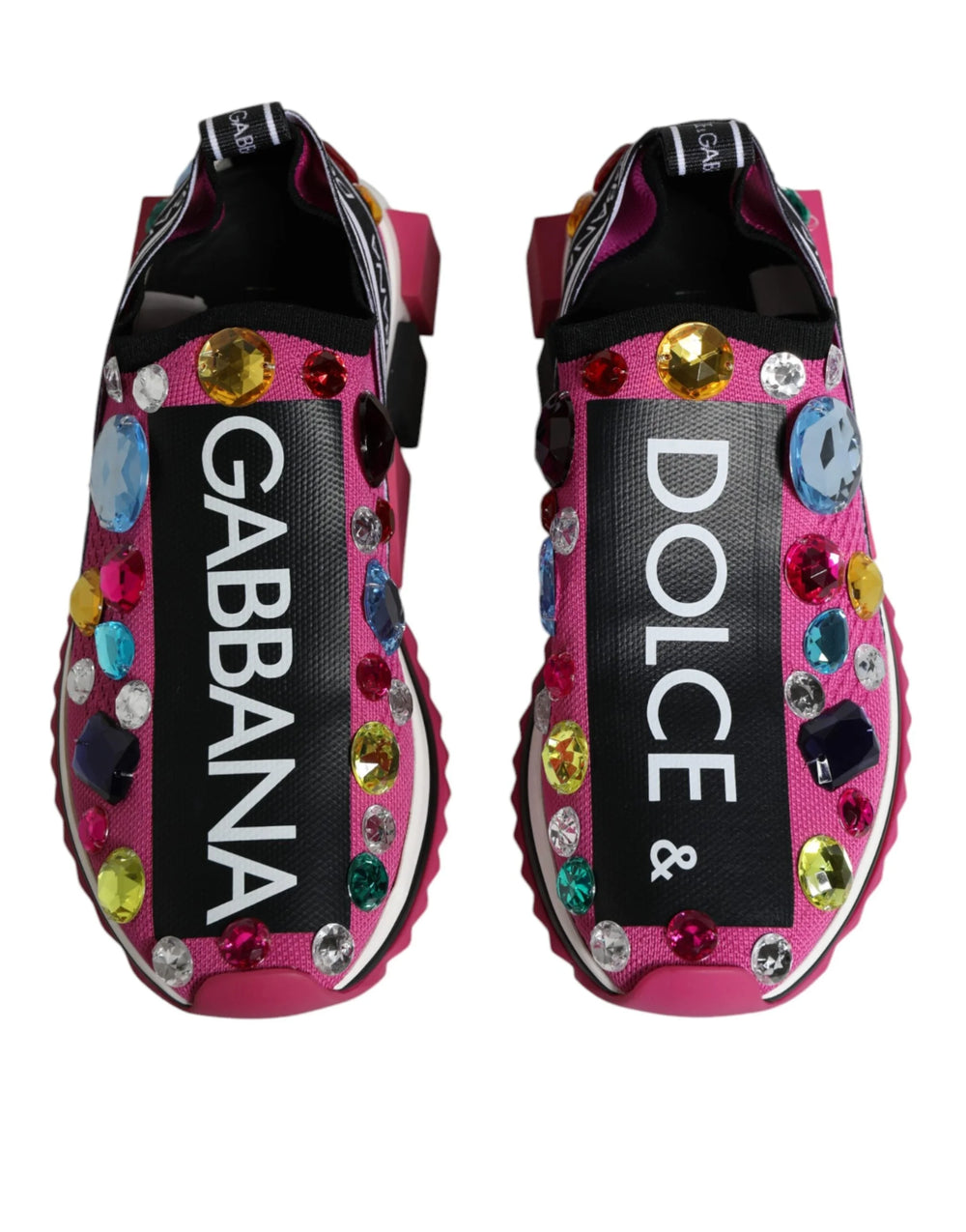 Dolce & Gabbana Pink Sorrento Crystals Low Top Sneakers Shoes - EU37/US7 - Sneakers