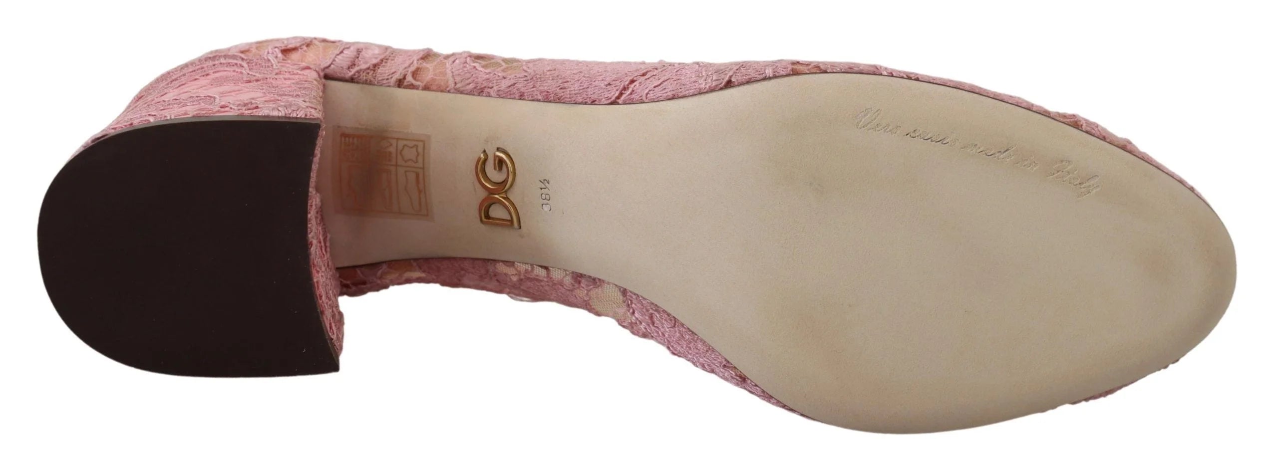 Dolce & Gabbana Pink Taormina Lace Crystal Pumps Pastel Shoes - Heels