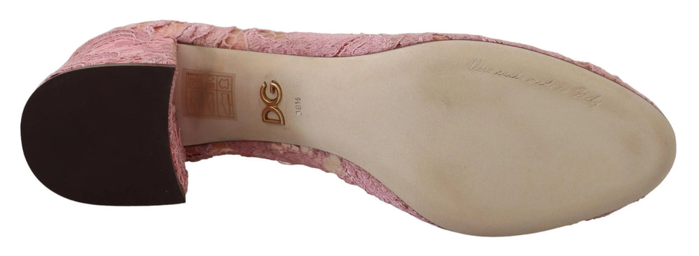 Dolce & Gabbana Pink Taormina Lace Crystal Pumps Pastel Shoes - Heels