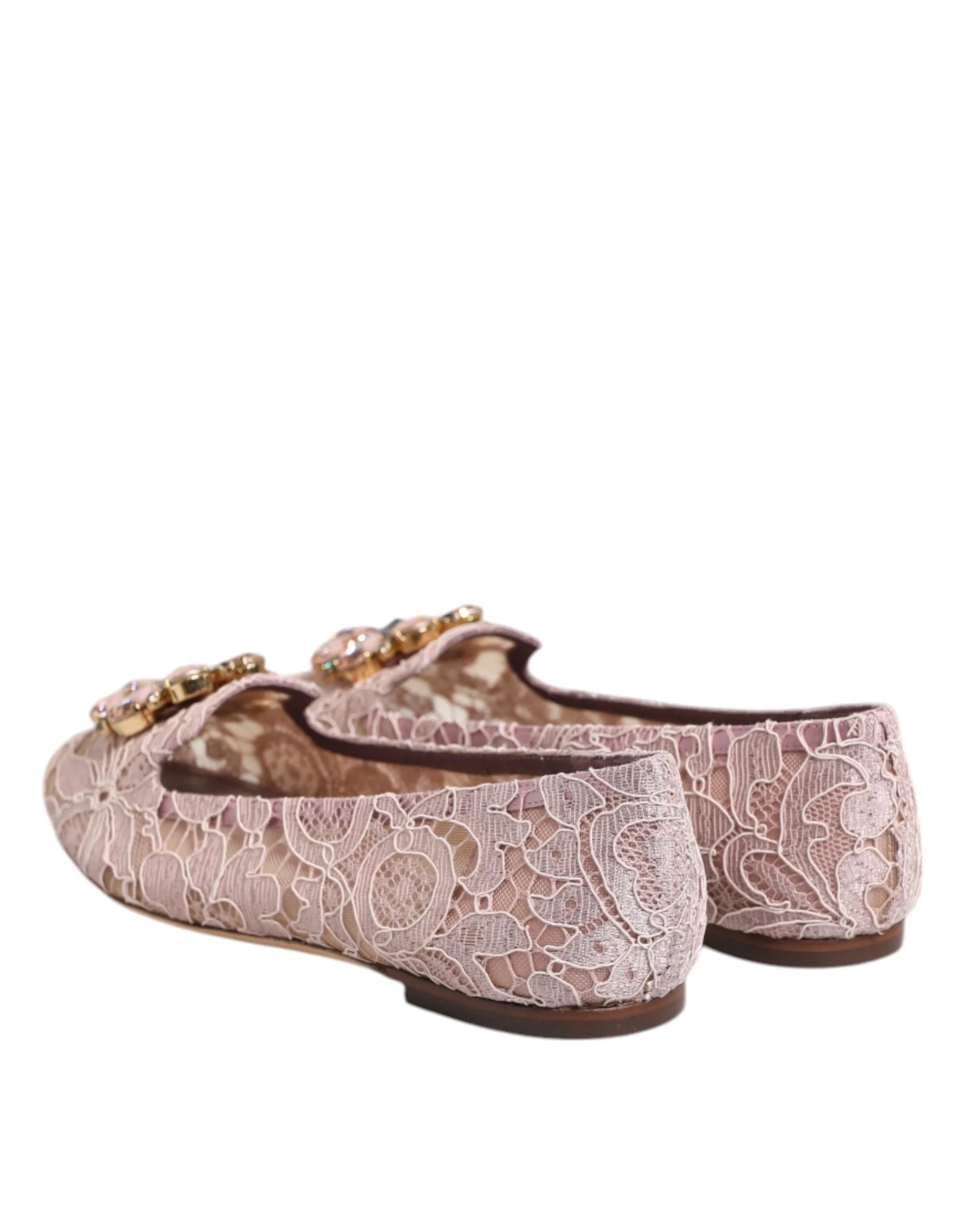 Dolce & Gabbana Pink Taormina Lace Crystals Flats Shoes - EU36.5/US6 - Flats