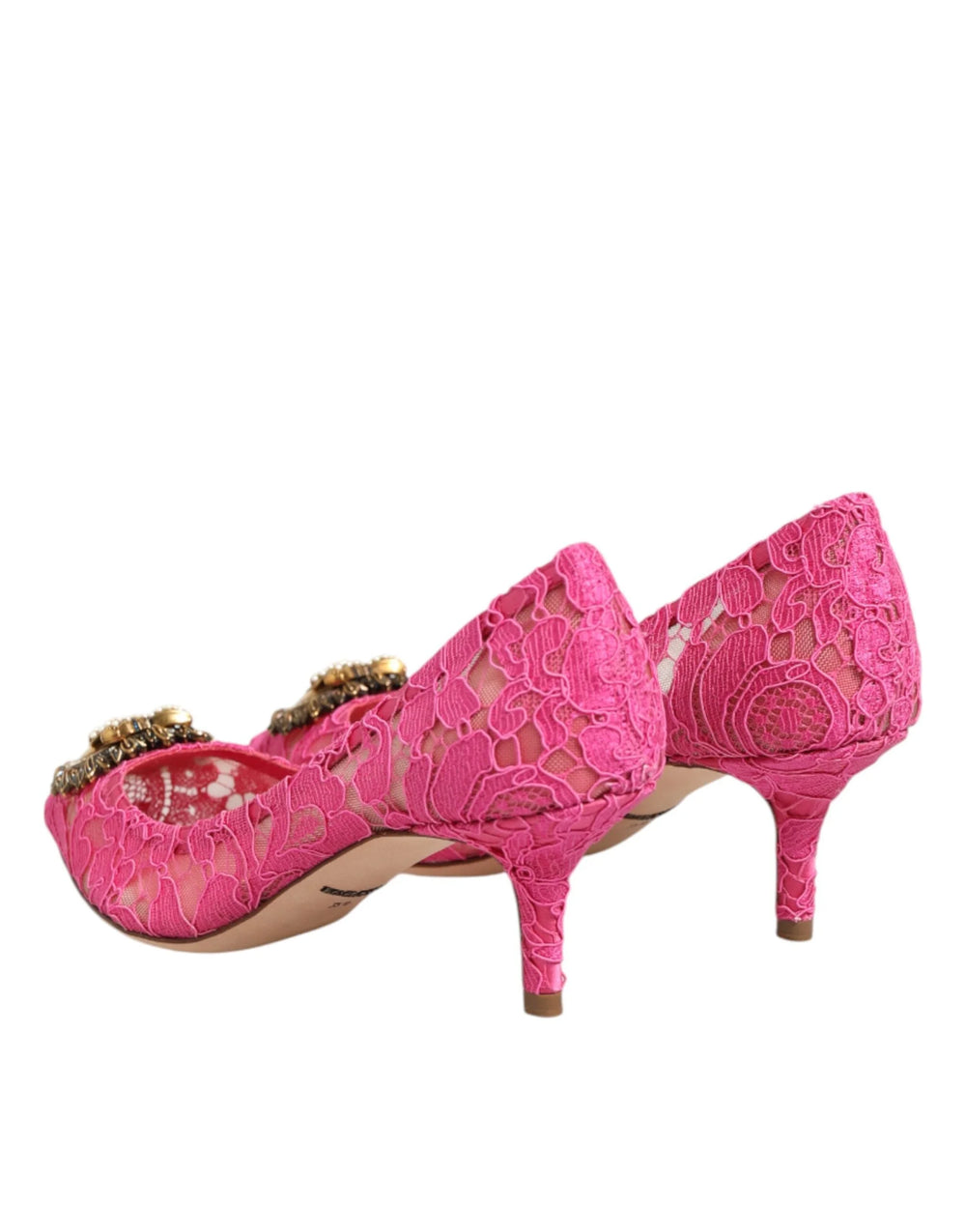 Dolce & Gabbana Pink Taormina Lace DEVOTION Pumps Shoes - EU35.5/US5 - Heels
