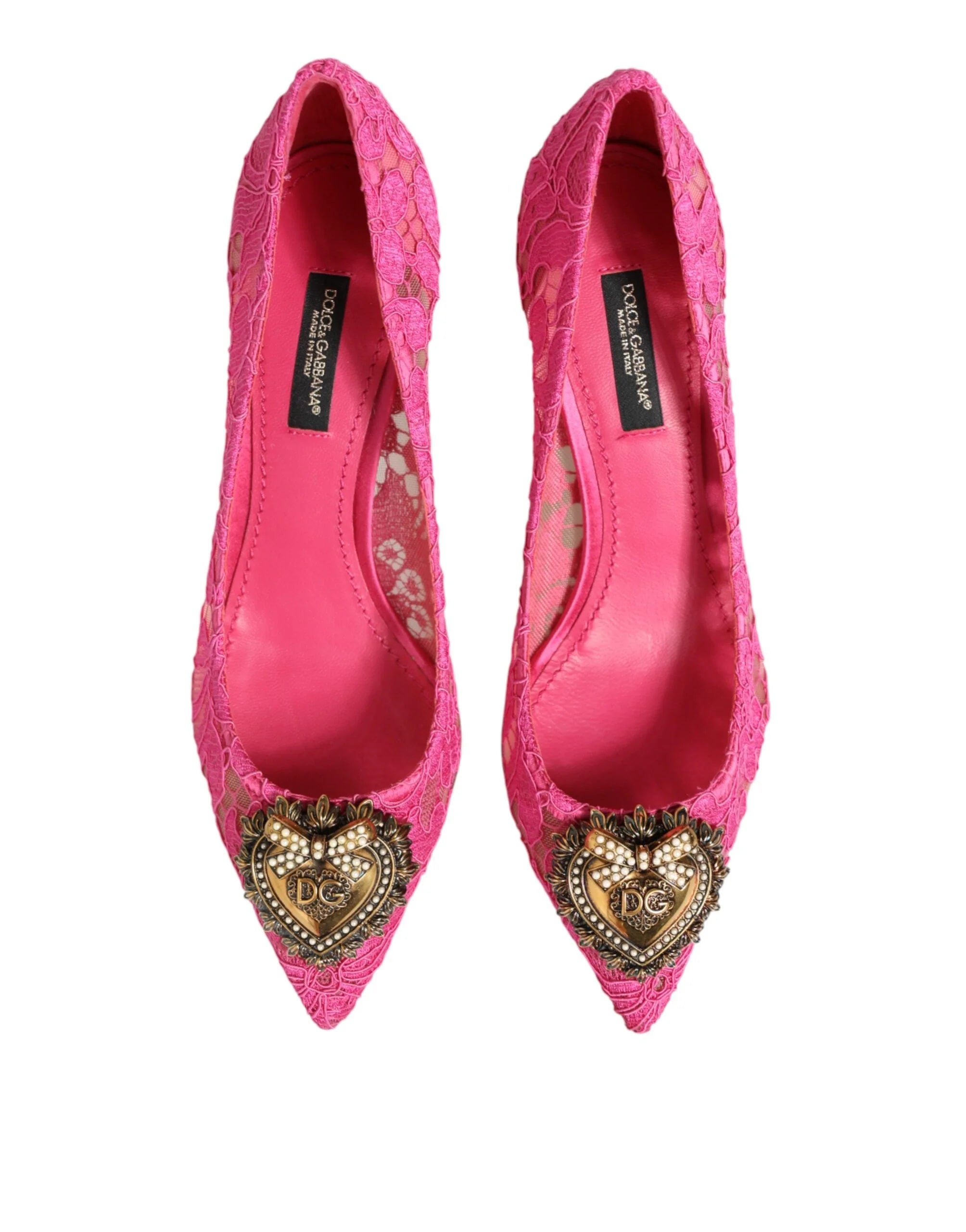 Dolce & Gabbana Pink Taormina Lace DEVOTION Pumps Shoes - EU35.5/US5 - Heels