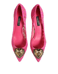 Dolce & Gabbana Pink Taormina Lace DEVOTION Pumps Shoes - EU35.5/US5 - Heels
