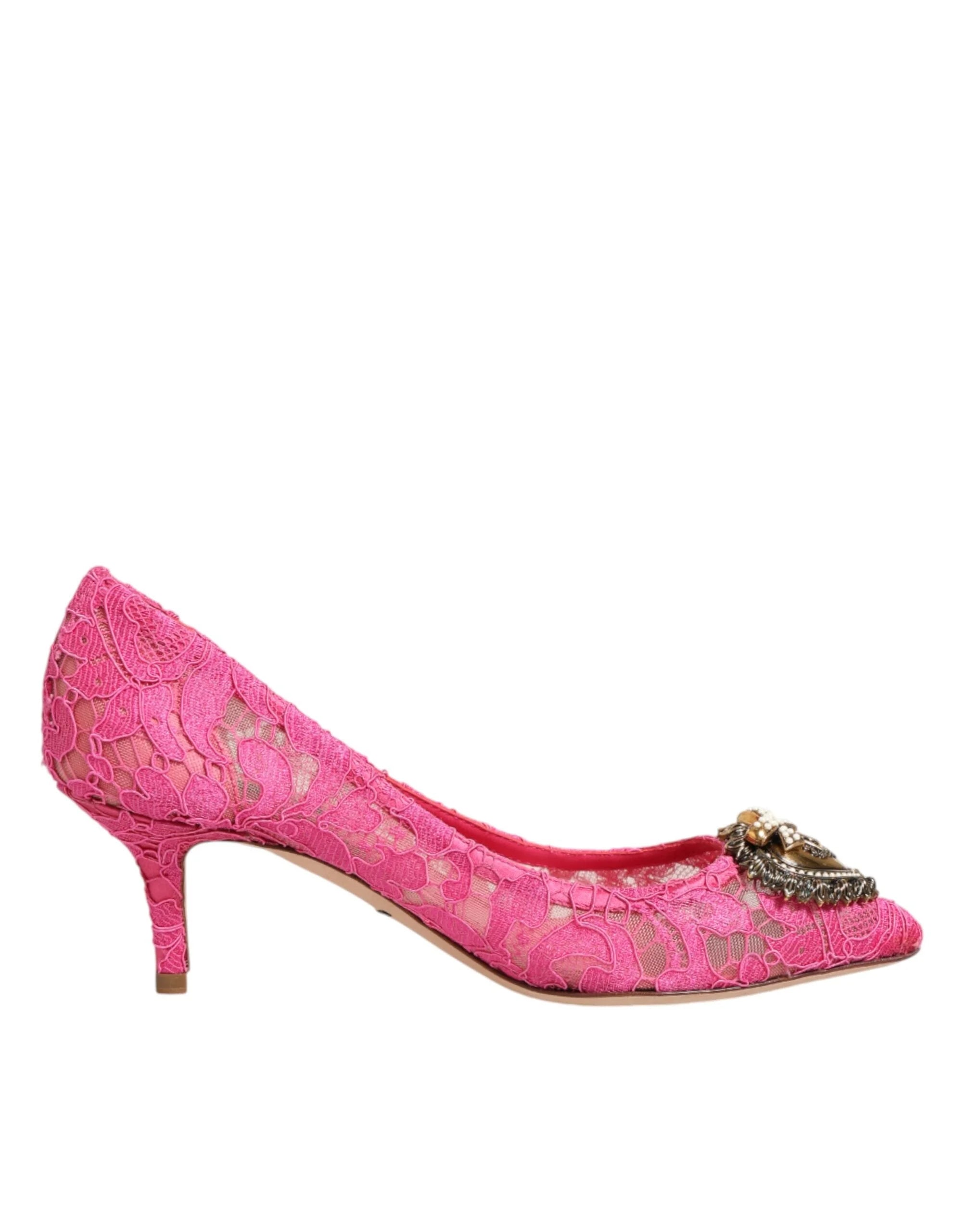 Dolce & Gabbana Pink Taormina Lace DEVOTION Pumps Shoes - EU35.5/US5