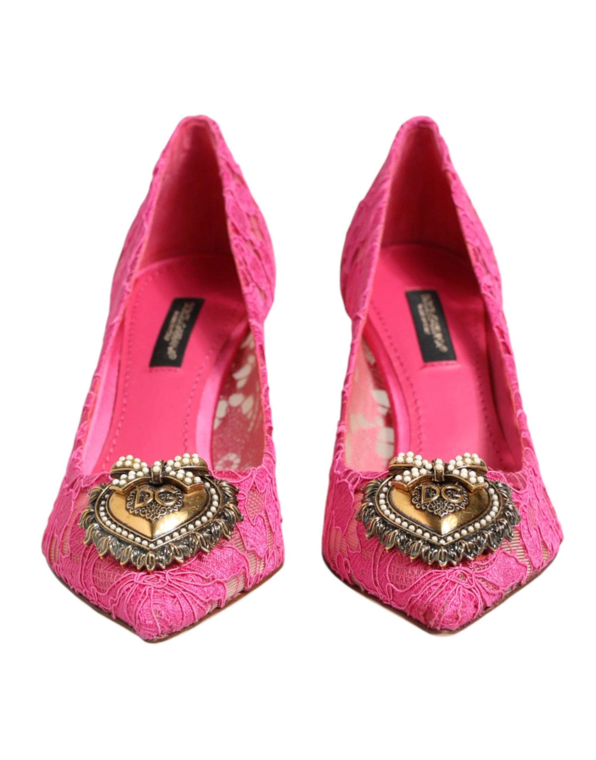 Dolce & Gabbana Pink Taormina Lace DEVOTION Pumps Shoes - EU35.5/US5 - Heels