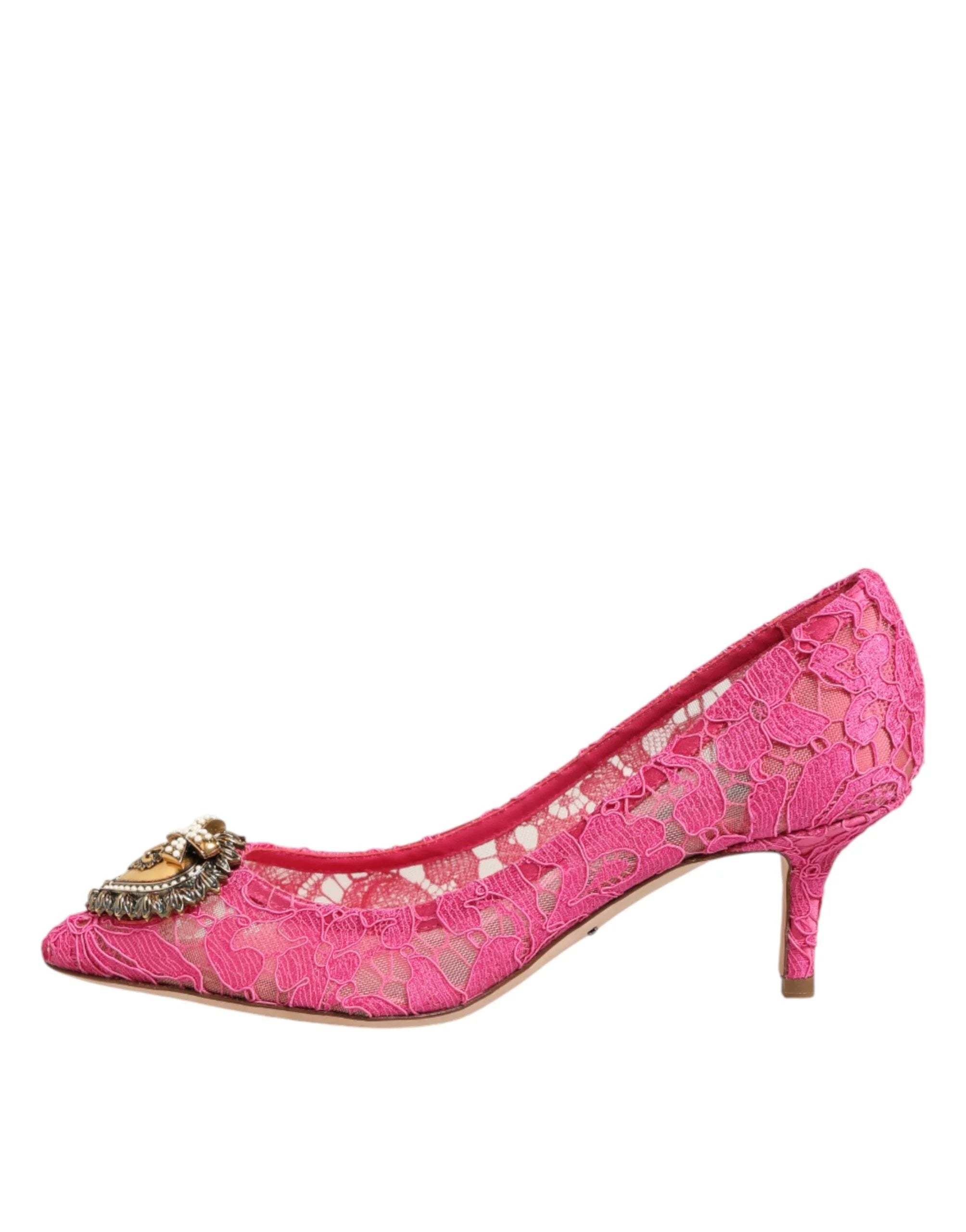 Dolce & Gabbana Pink Taormina Lace DEVOTION Pumps Shoes - EU35.5/US5 - Heels