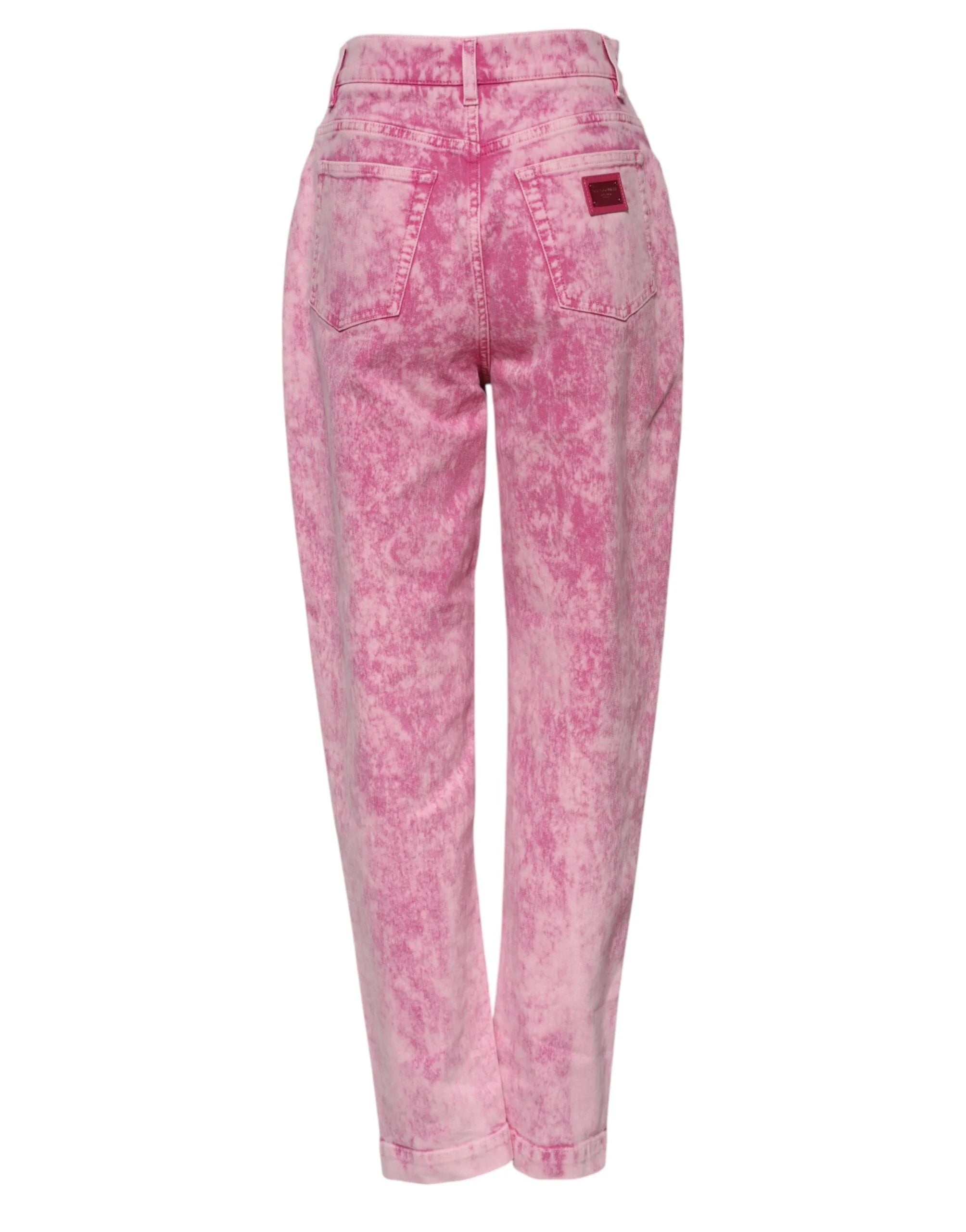 Dolce & Gabbana Pink Tie Dye High Waist Tapered Denim Jeans - IT38 | XS - Jeans