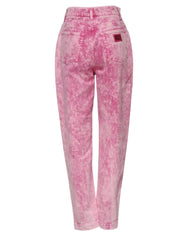 Dolce & Gabbana Pink Tie Dye High Waist Tapered Denim Jeans - IT38 | XS - Jeans