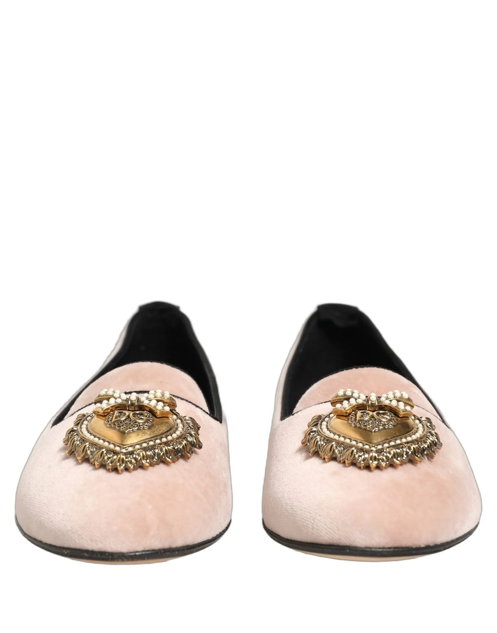 Mocassini Devotion in velluto rosa Dolce & Gabbana presentati nella loro confezione originale di lusso e nel sacchetto di protezione.