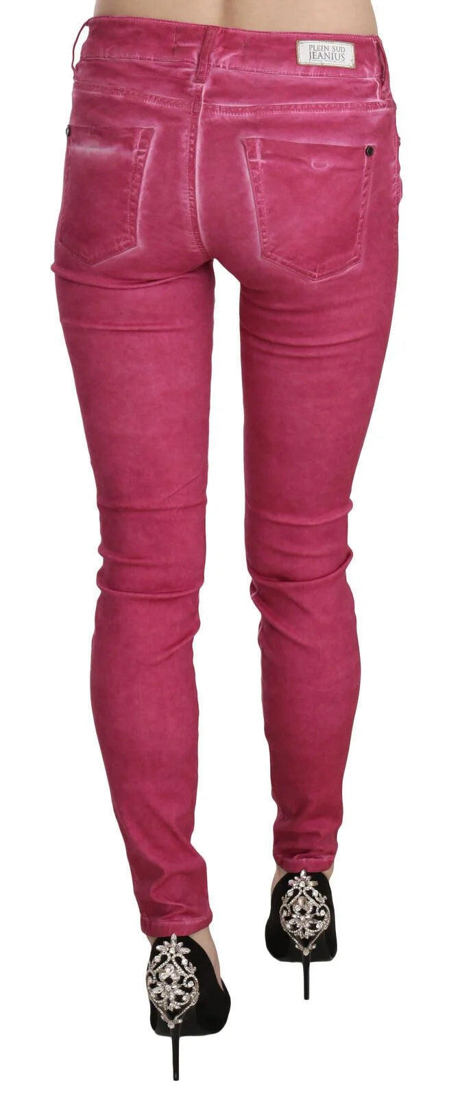 Dolce & Gabbana Pink Velvet Mid Waist Skinny Trouser Pants - Trousers