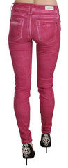 Dolce & Gabbana Pink Velvet Mid Waist Skinny Trouser Pants - Trousers