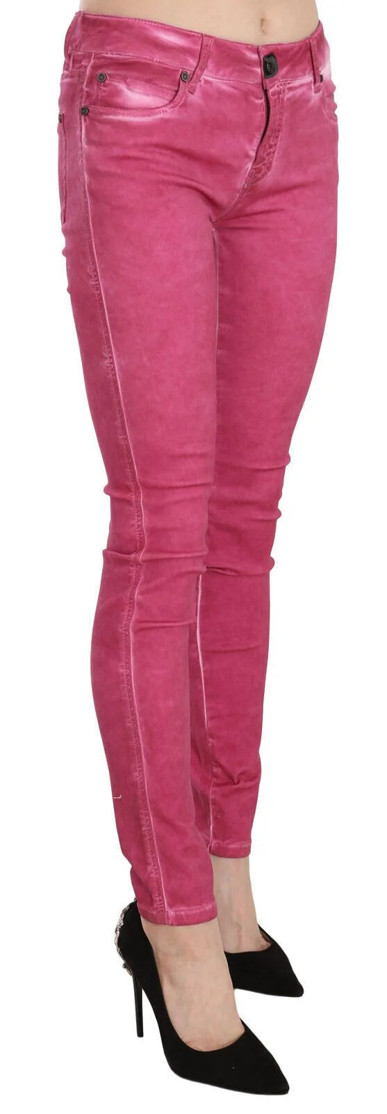 Dolce & Gabbana Pink Velvet Mid Waist Skinny Trouser Pants - Trousers