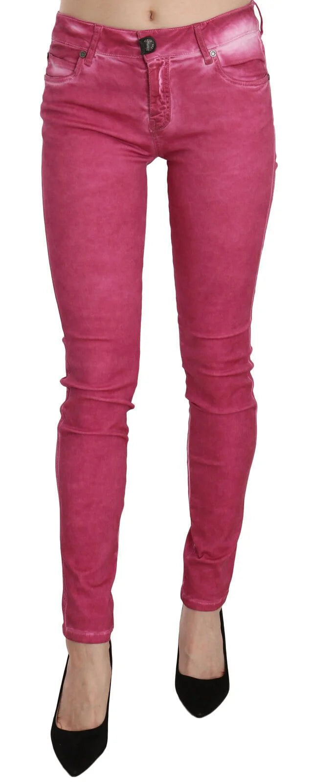 Dolce & Gabbana Pink Velvet Mid Waist Skinny Trouser Pants - Trousers