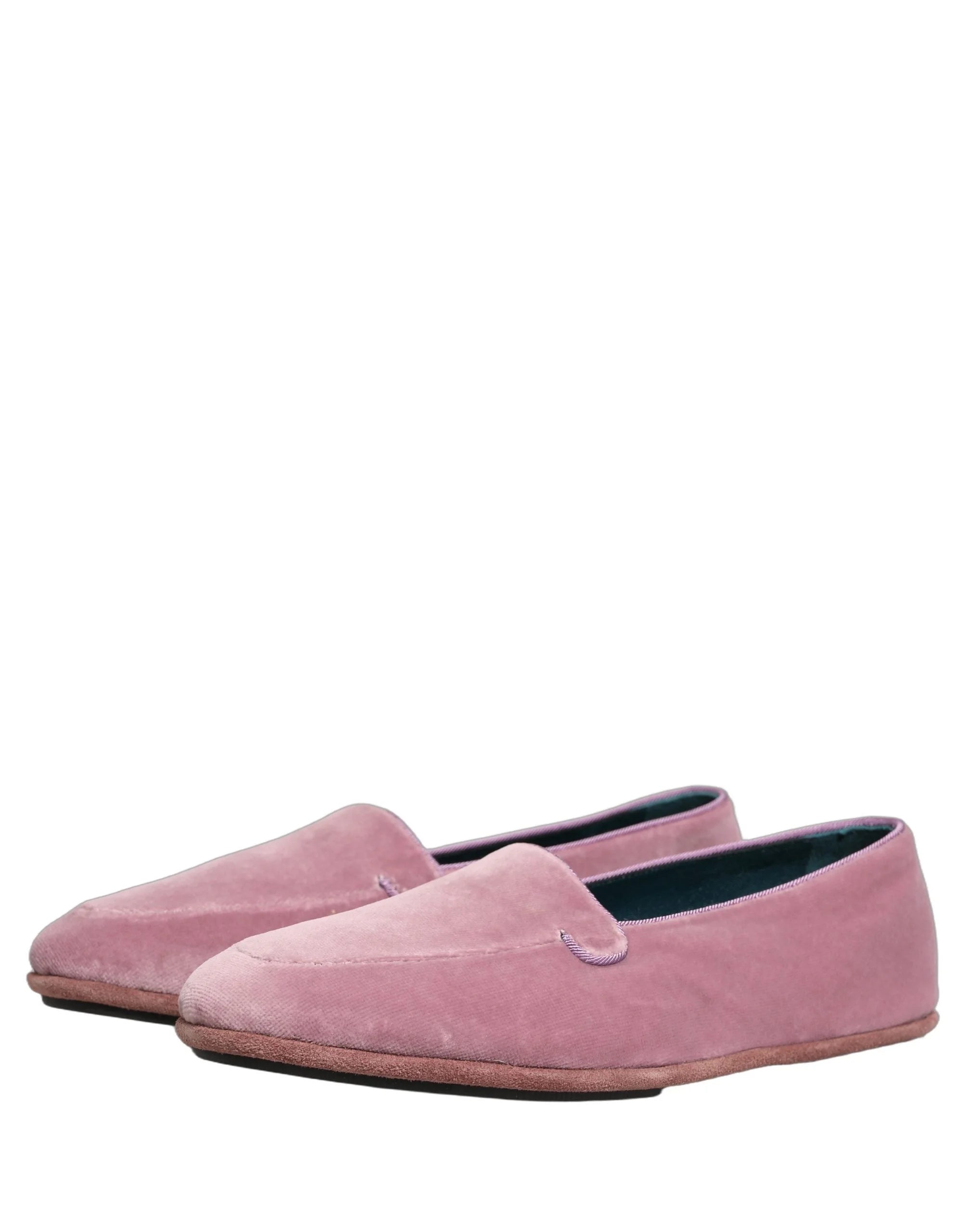 Dolce & Gabbana Pink Velvet Slip On Men Flats Loafers Shoes - EU44/US11