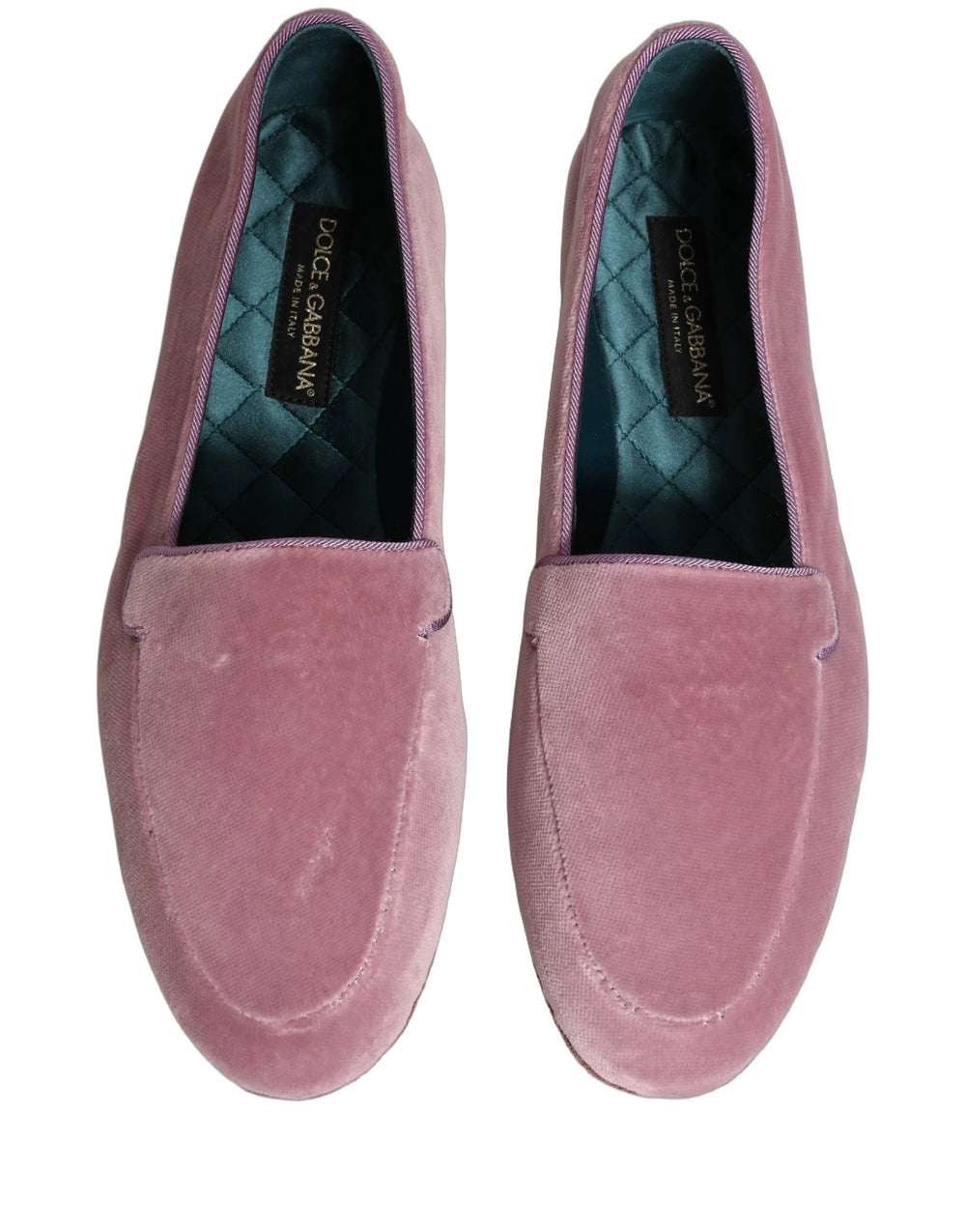 Dolce & Gabbana Pink Velvet Slip On Men Flats Loafers Shoes - EU44/US11