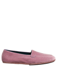 Dolce & Gabbana Pink Velvet Slip On Men Flats Loafers Shoes - EU44/US11