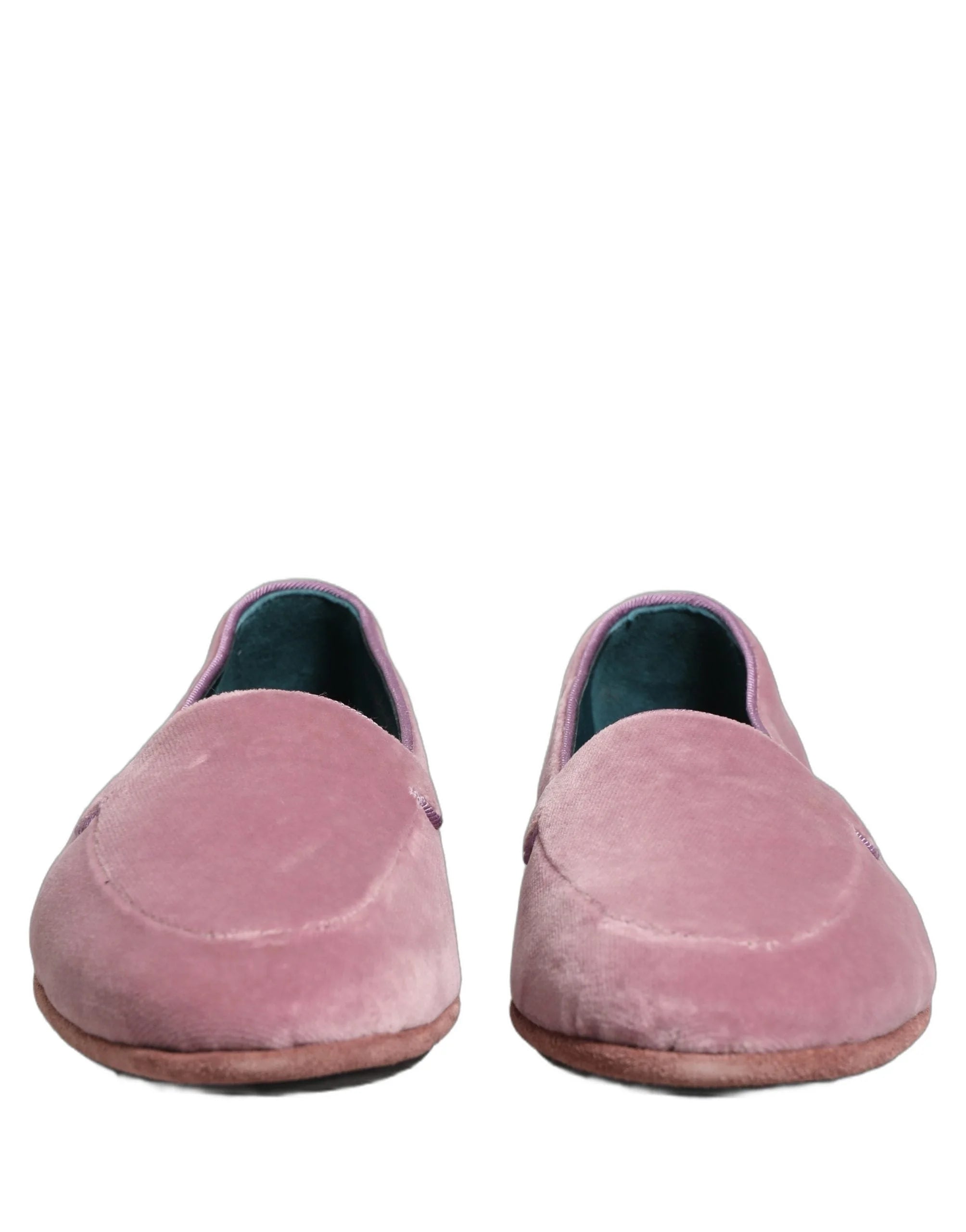 Dolce & Gabbana Pink Velvet Slip On Men Flats Loafers Shoes - EU44/US11