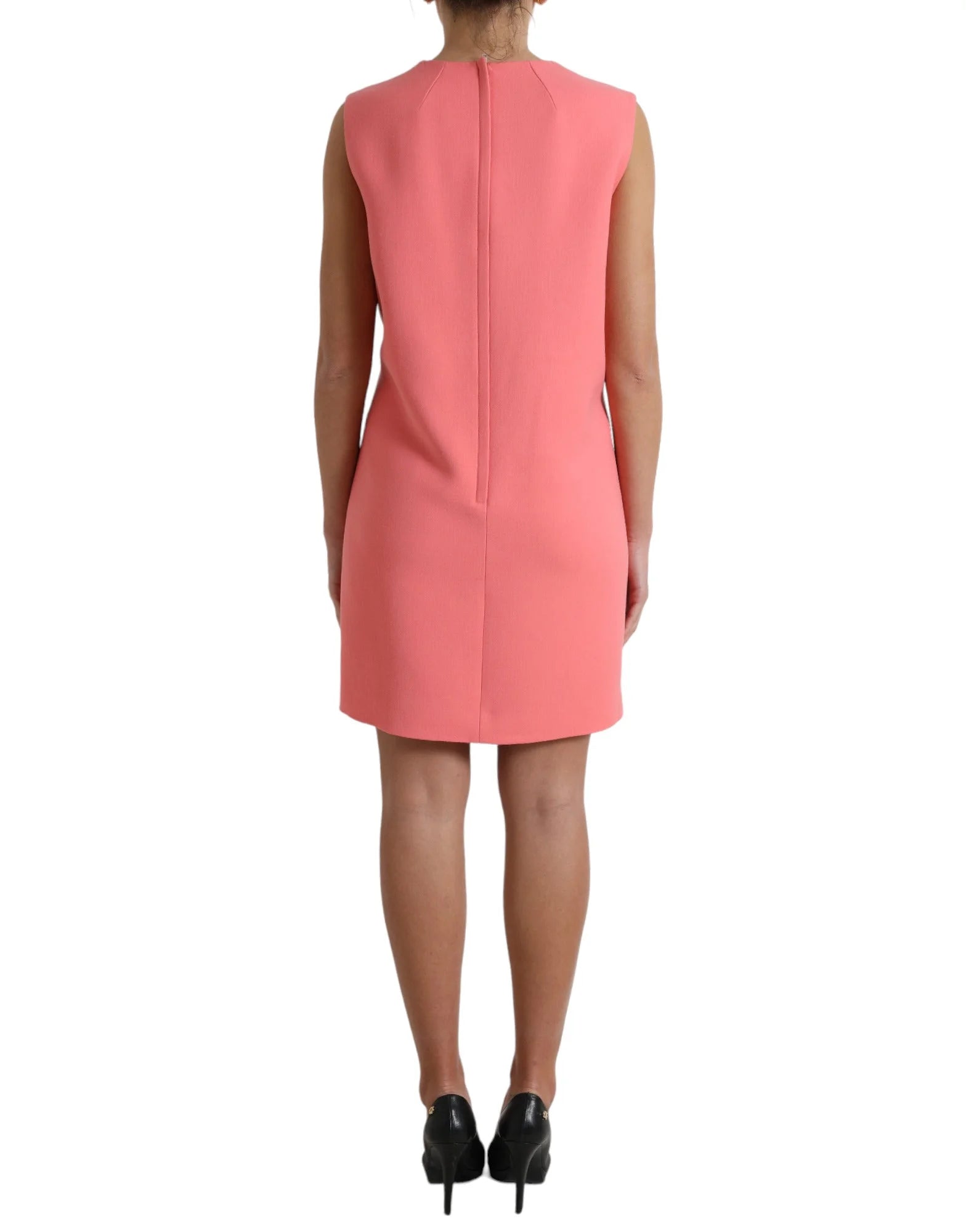 Dolce & Gabbana Pink Virgin Wool Sleeveless Mini Dress - IT50 | XXL - Dresses