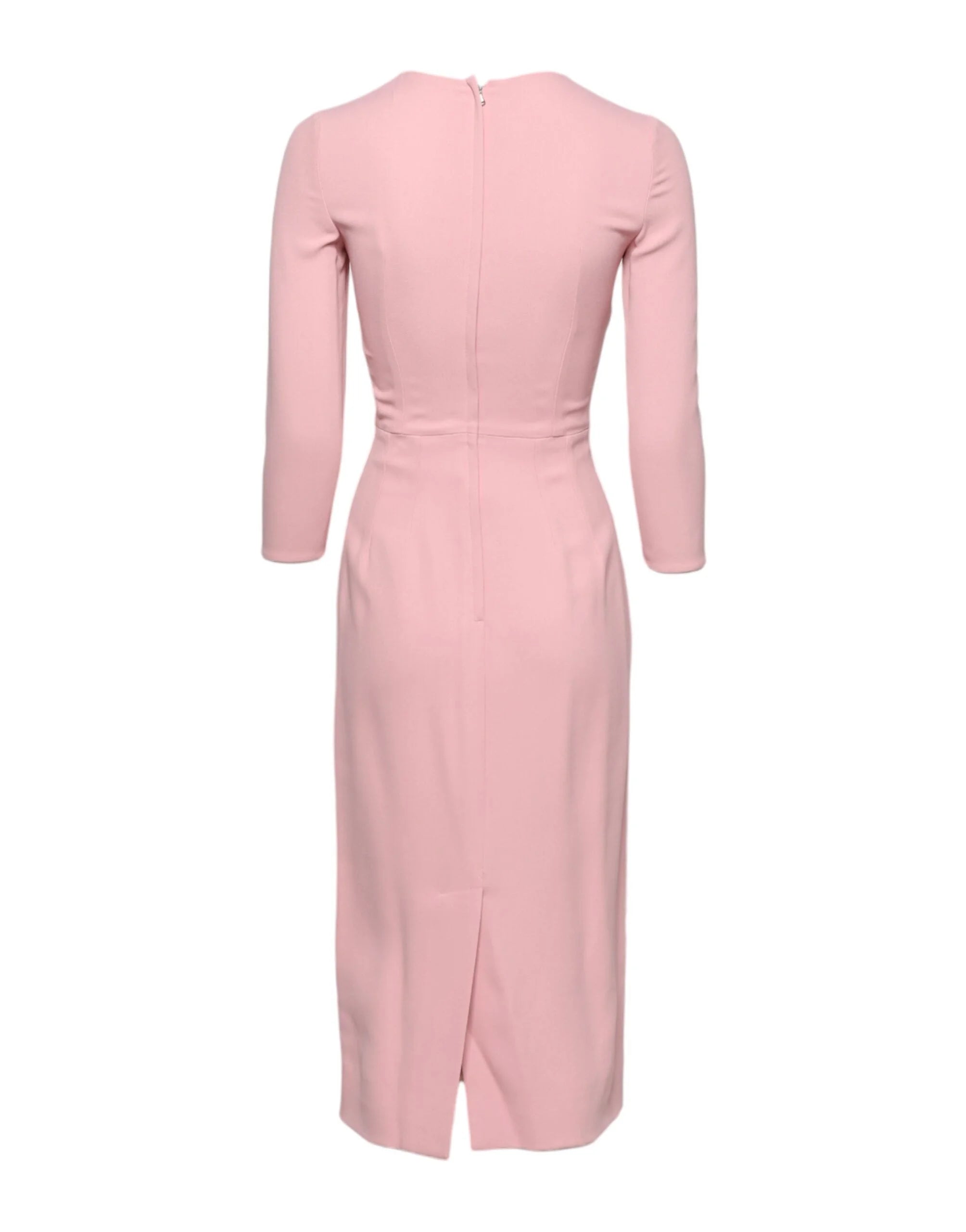 Dolce & Gabbana Pink Viscose 3/4 Sleeves Sheath Midi Dress - IT36|XXS