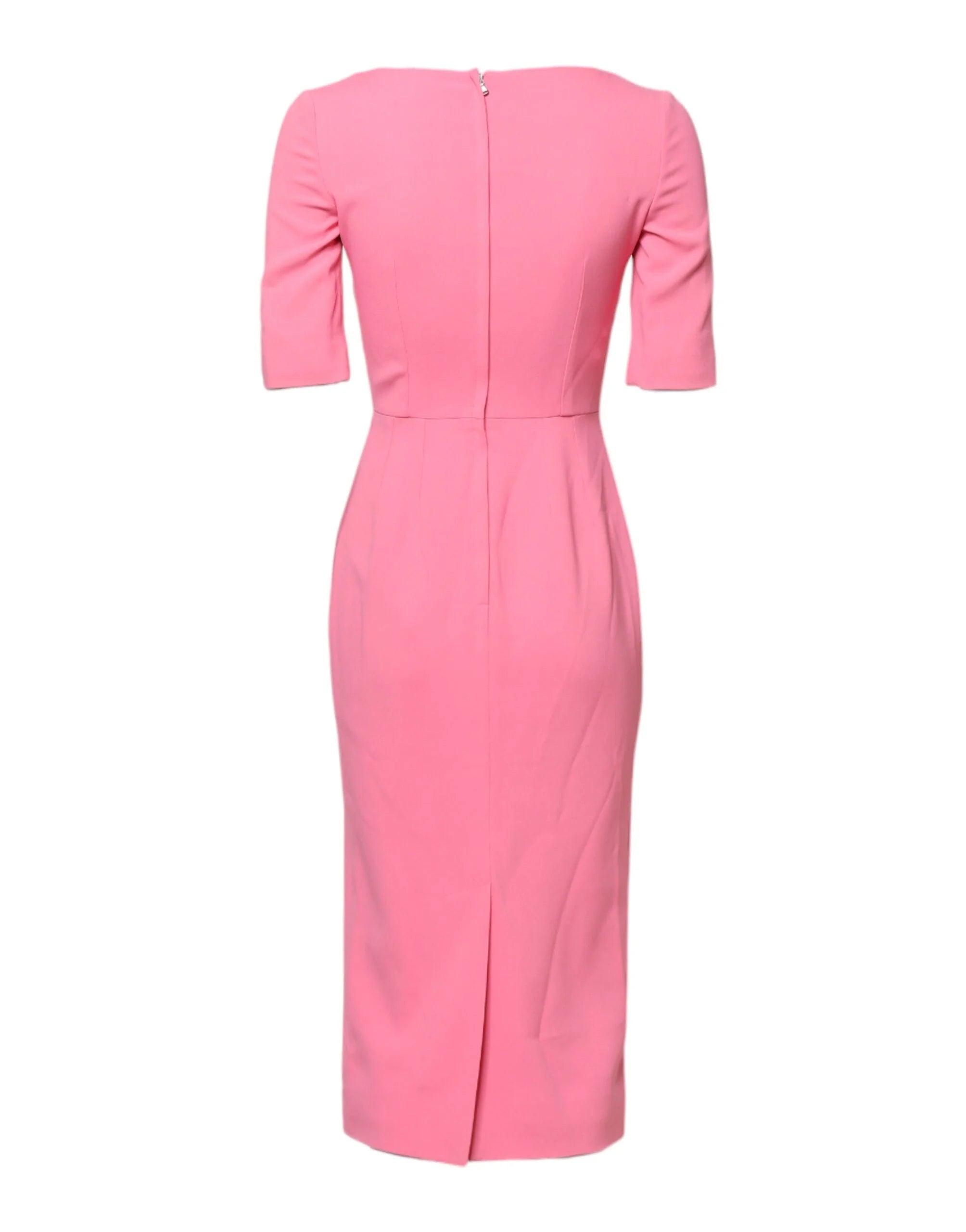 Dolce & Gabbana Pink Viscose Short Sleeve Sheath Midi Dress - IT36|XXS - Dresses