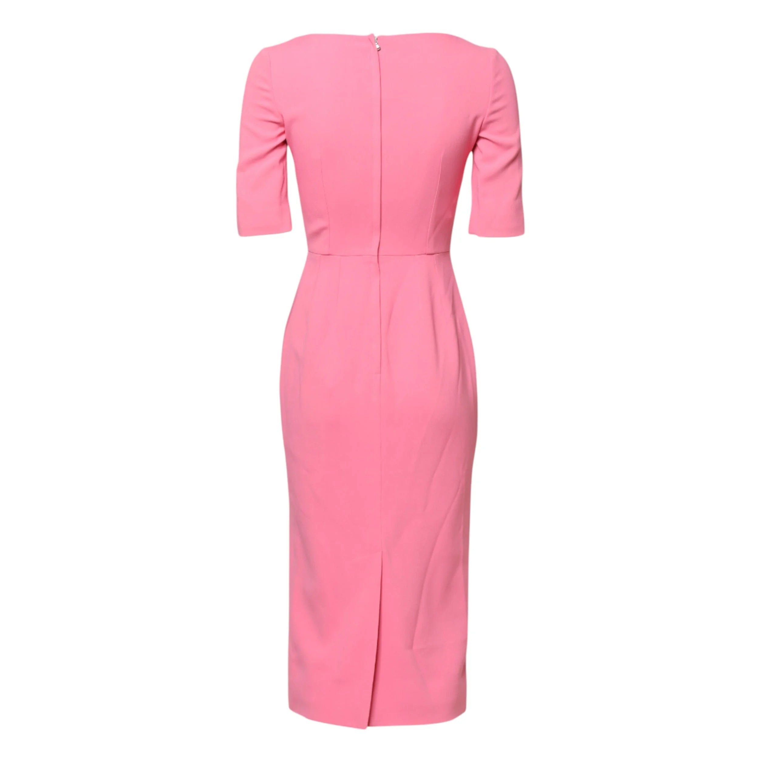 Dolce & Gabbana Pink Viscose Short Sleeve Sheath Midi Dress - IT36|XXS - Dresses