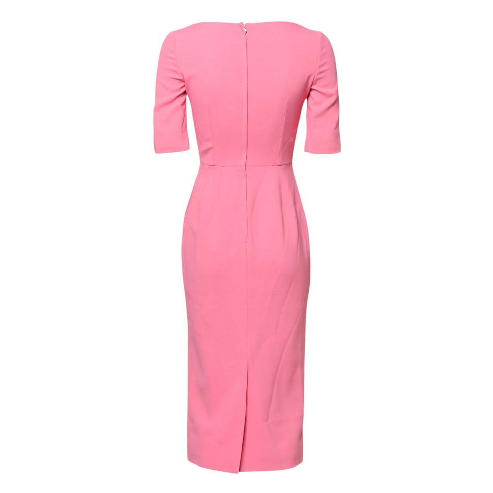 Dolce & Gabbana Pink Viscose Short Sleeve Sheath Midi Dress - IT36|XXS - Dresses