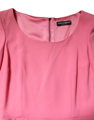 Dolce & Gabbana Pink Viscose Short Sleeve Sheath Midi Dress - IT36|XXS - Dresses