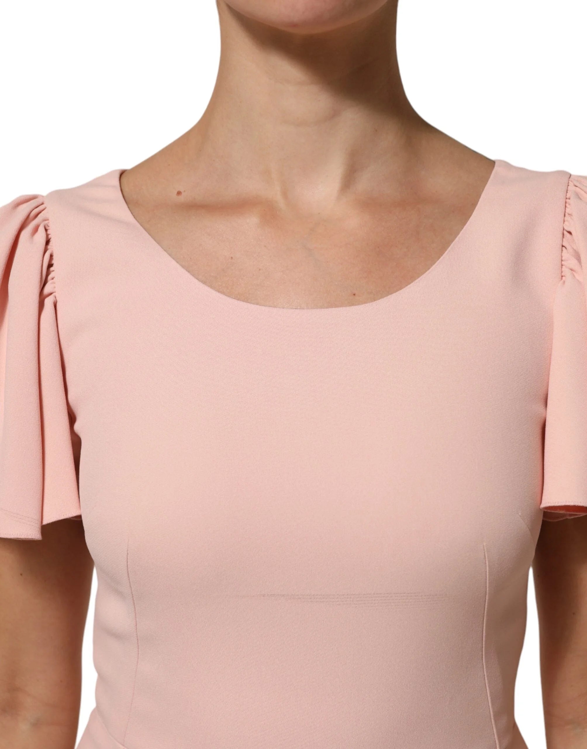 Dolce & Gabbana Pink Viscose Short Sleeves Sheath Midi Dress - IT38 | XS - Dresses