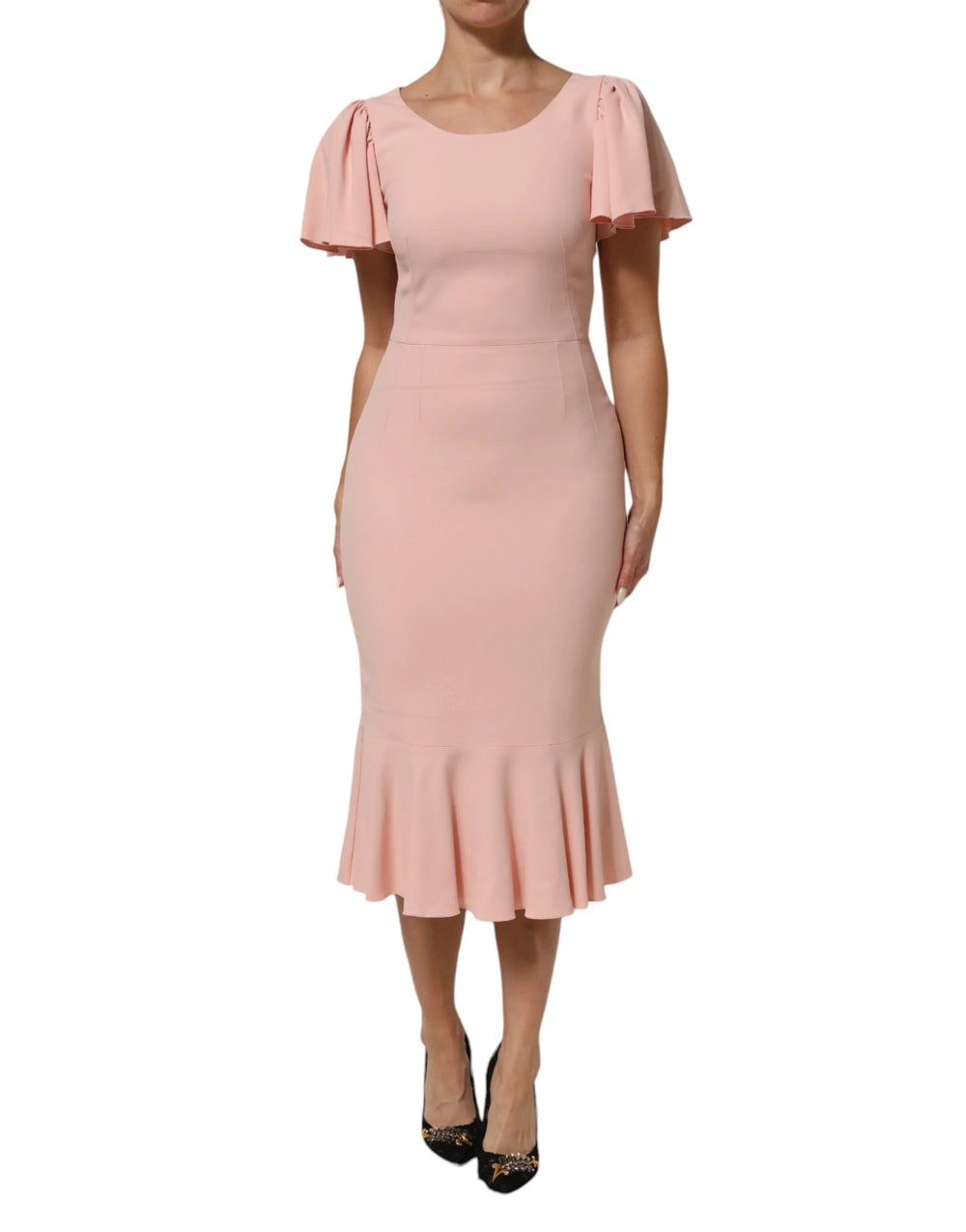 Dolce & Gabbana Pink Viscose Short Sleeves Sheath Midi Dress - IT38 | XS - Dresses