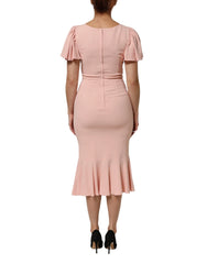 Dolce & Gabbana Pink Viscose Short Sleeves Sheath Midi Dress - IT38 | XS - Dresses