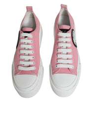Dolce & Gabbana Pink White Canvas Logo Low Top Sneakers Shoes - EU39/US8.5 - Sneakers