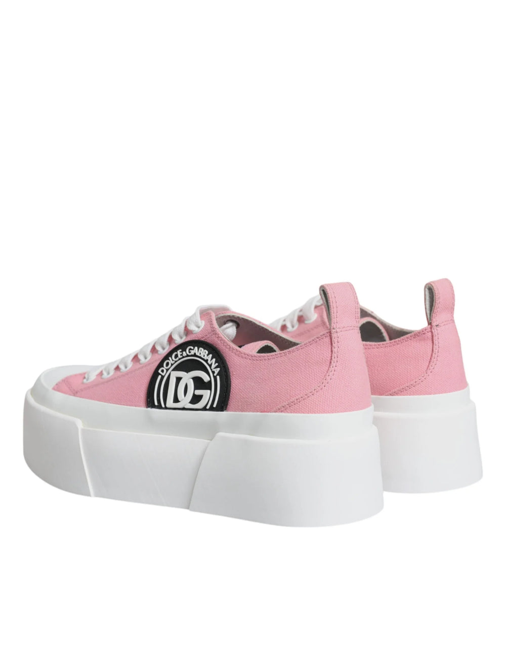 Dolce & Gabbana Pink White Canvas Logo Low Top Sneakers Shoes - EU39/US8.5 - Sneakers