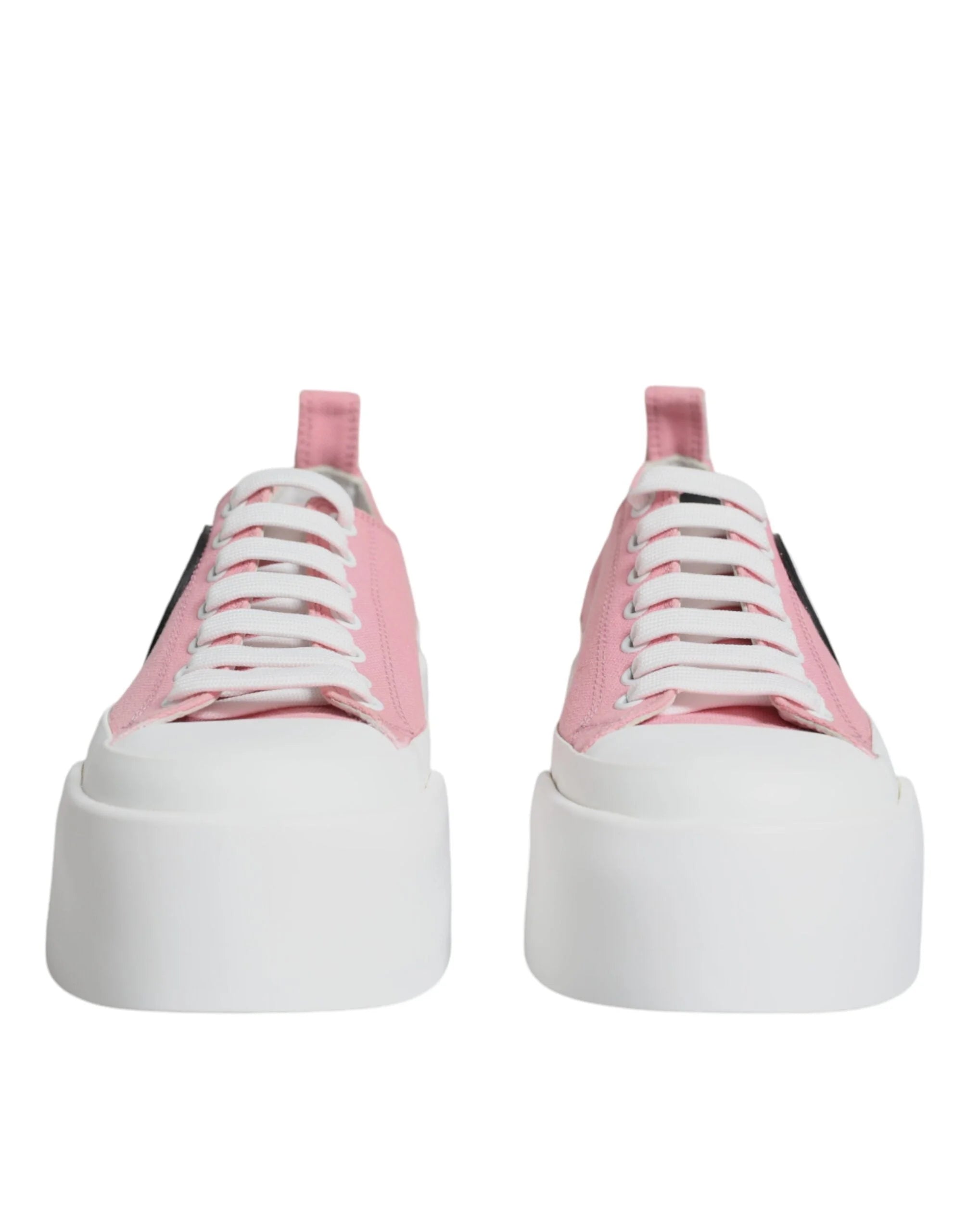Dolce & Gabbana Pink White Canvas Logo Low Top Sneakers Shoes - EU39/US8.5 - Sneakers