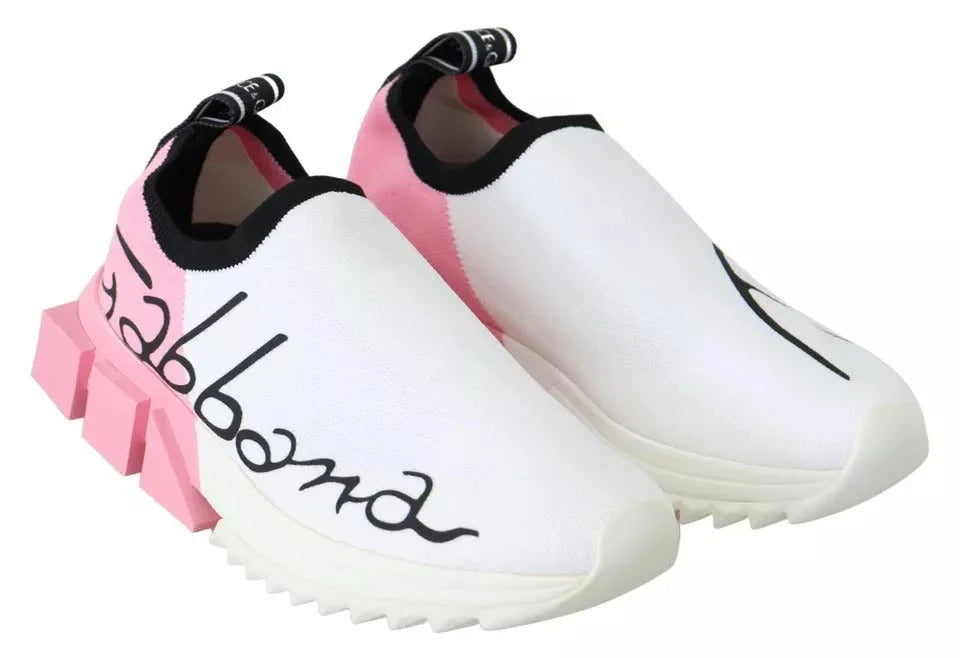 Dolce & Gabbana Roosad-valged Sorrento logoga tossud - EU35/US4.5