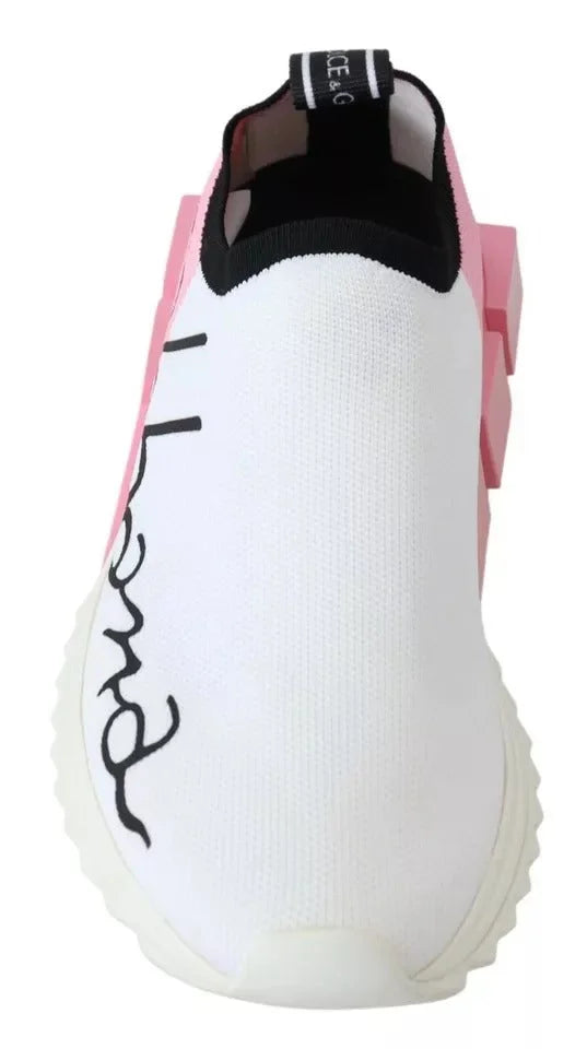 Dolce & Gabbana Pink White Logo Sorrento Sneakers Shoes - EU35/US4.5 - Sneakers