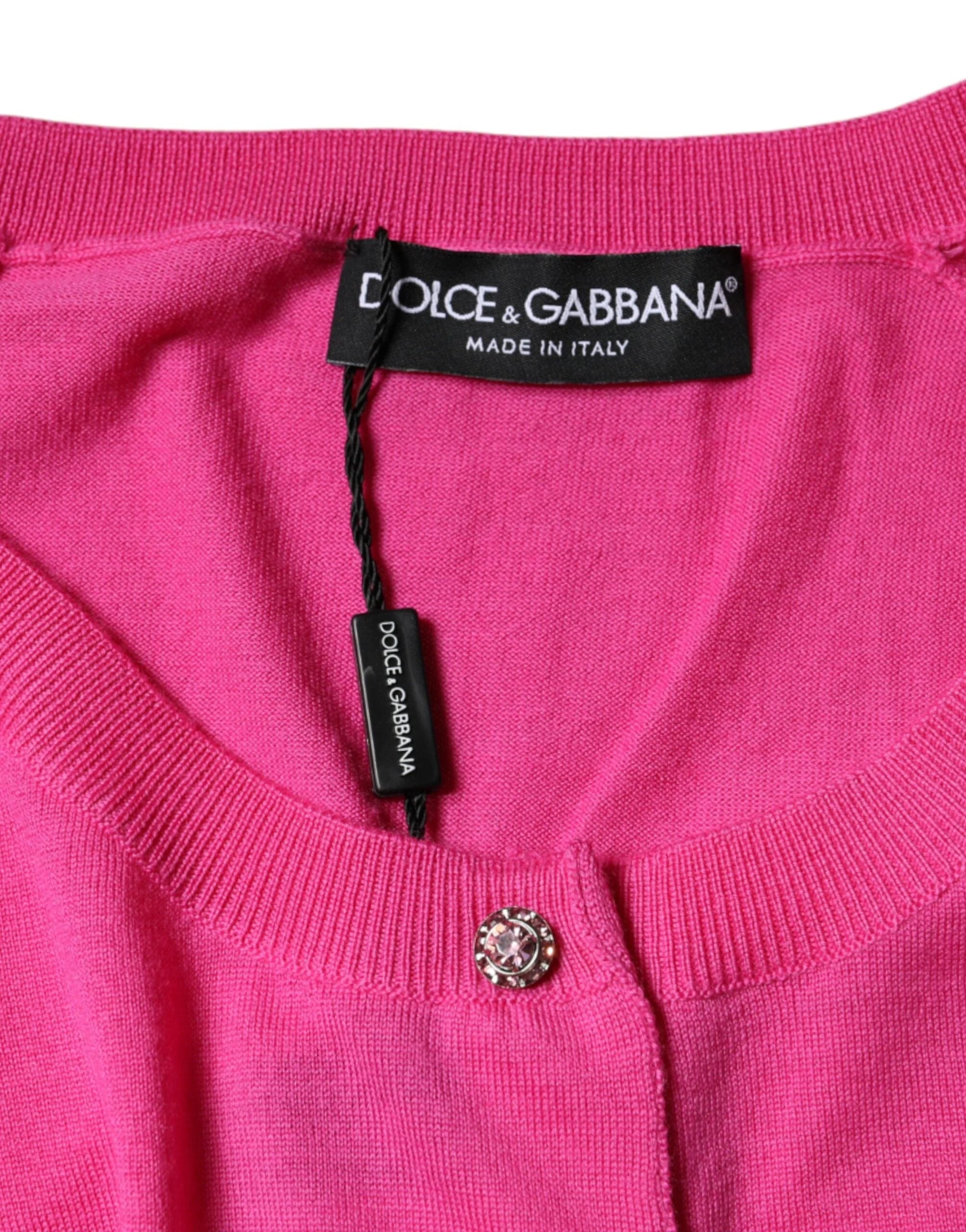 Dolce & Gabbana Pink Wool Button Down Short Sleeve Blouse Top - IT40|S - Blouses