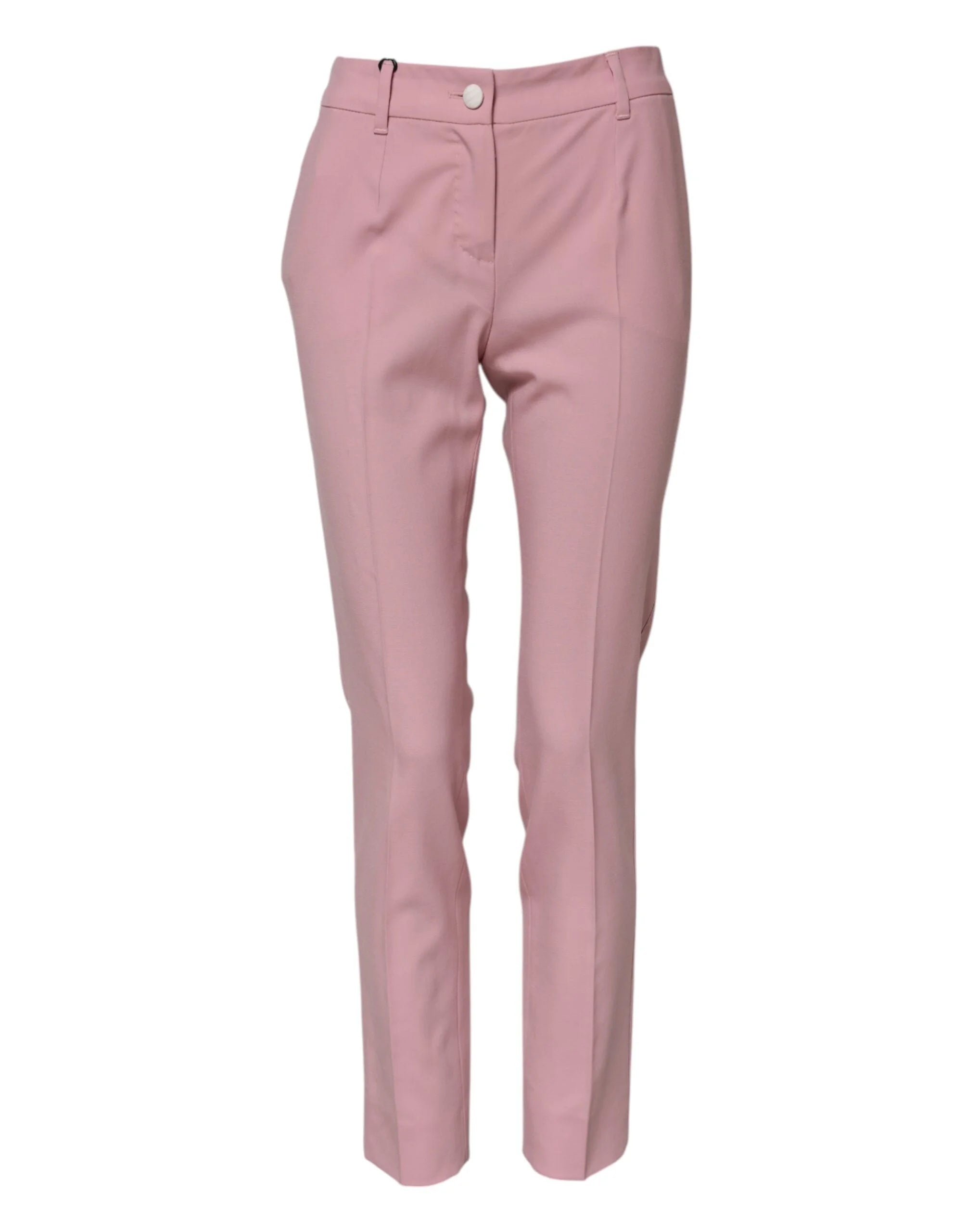 Dolce & Gabbana Pink Wool High Waist Tapered Pants - IT36|XXS - Trousers