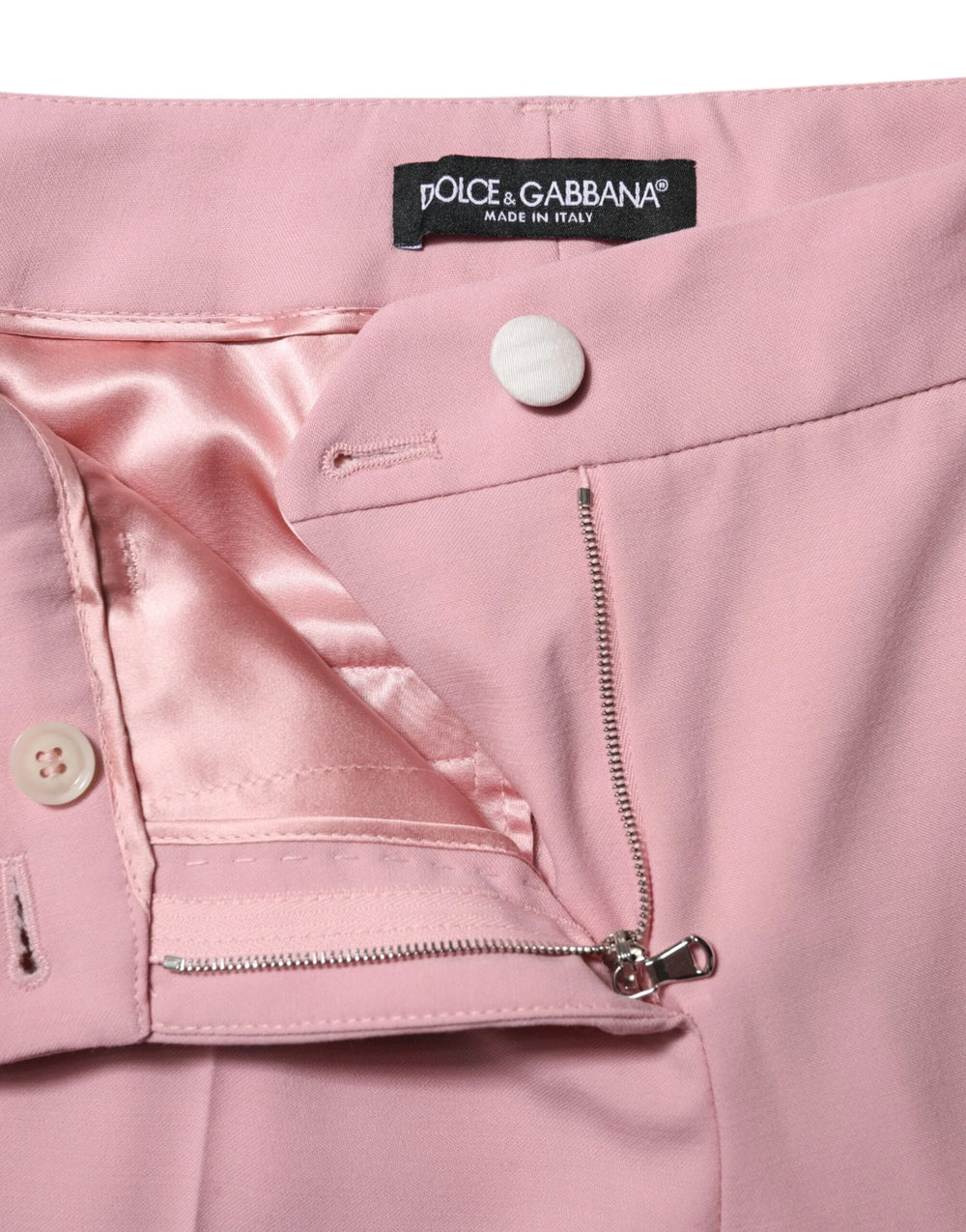 Dolce & Gabbana Pink Wool High Waist Tapered Pants - IT36|XXS - Trousers