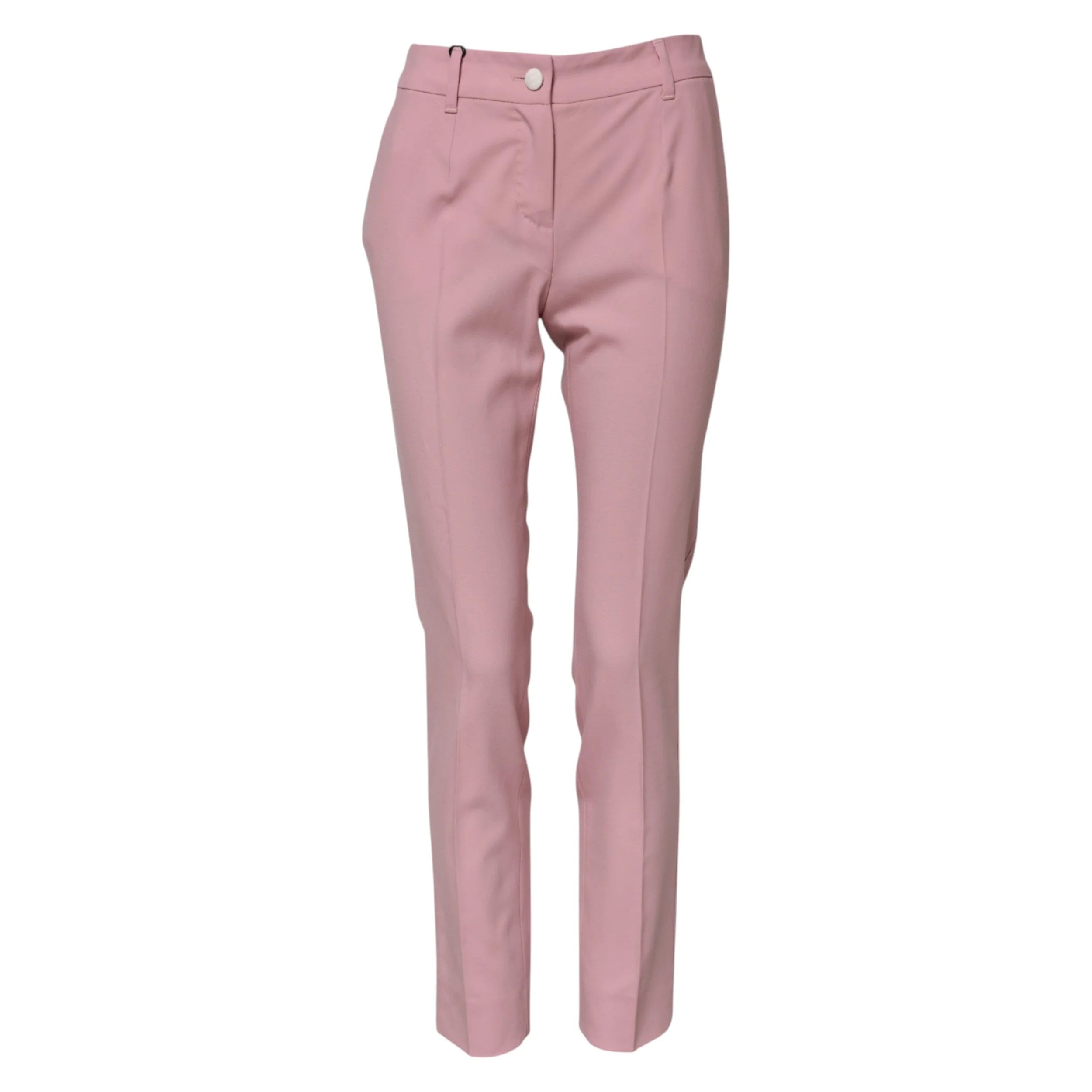 Dolce & Gabbana Pink Wool High Waist Tapered Pants - IT36|XXS - Trousers