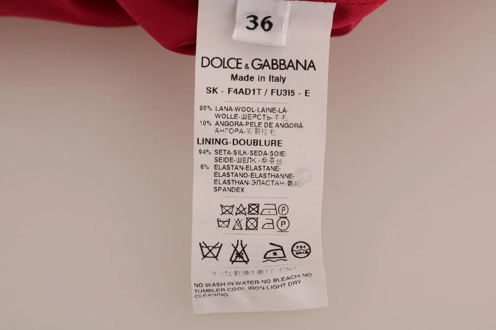Dolce & Gabbana Pink Wool Knee Long A-Line Skirt - IT36 | XS - Skirts